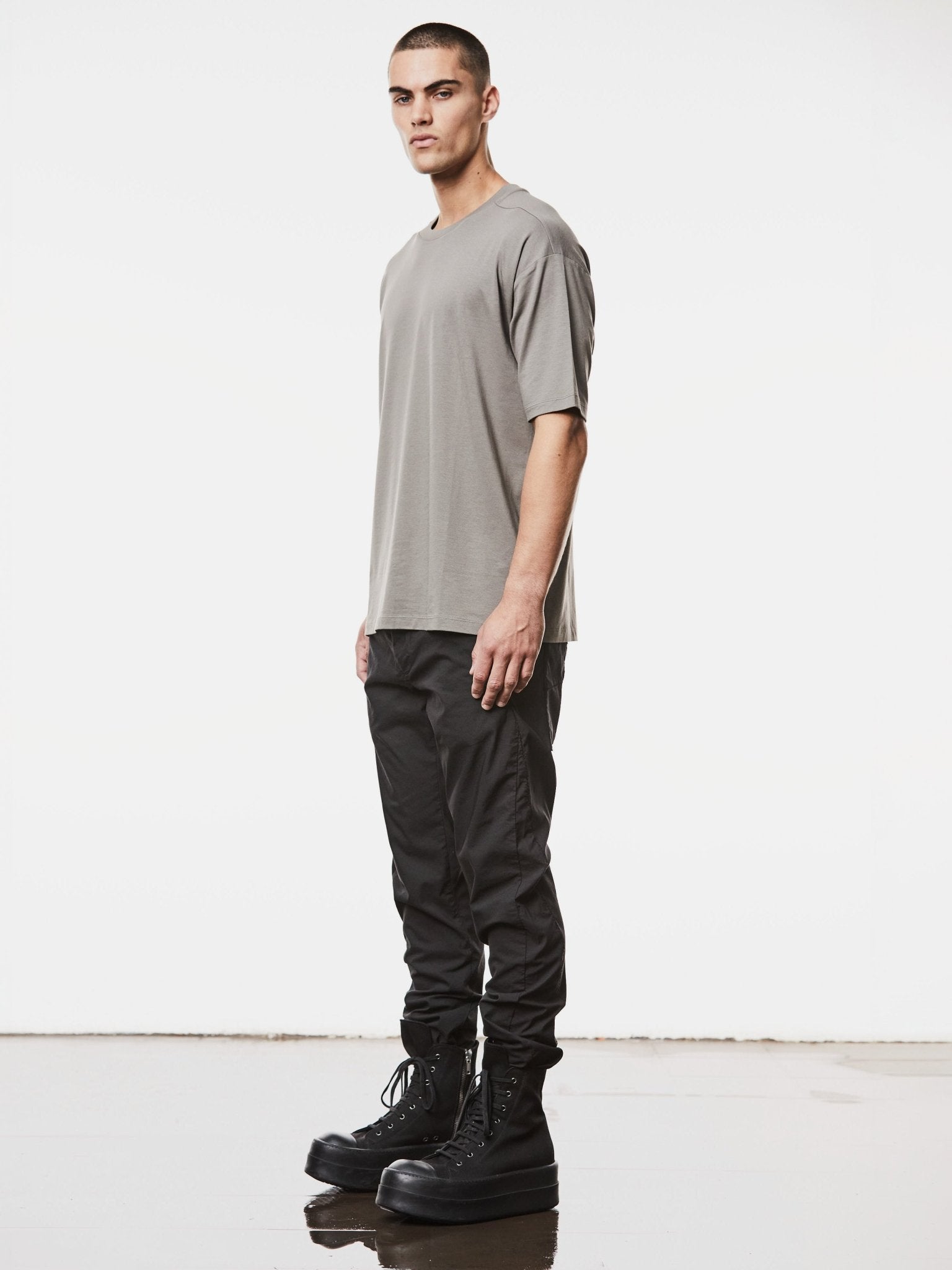 Round Neck Shirt with Embroidered Slash Detail - by THOM KROM