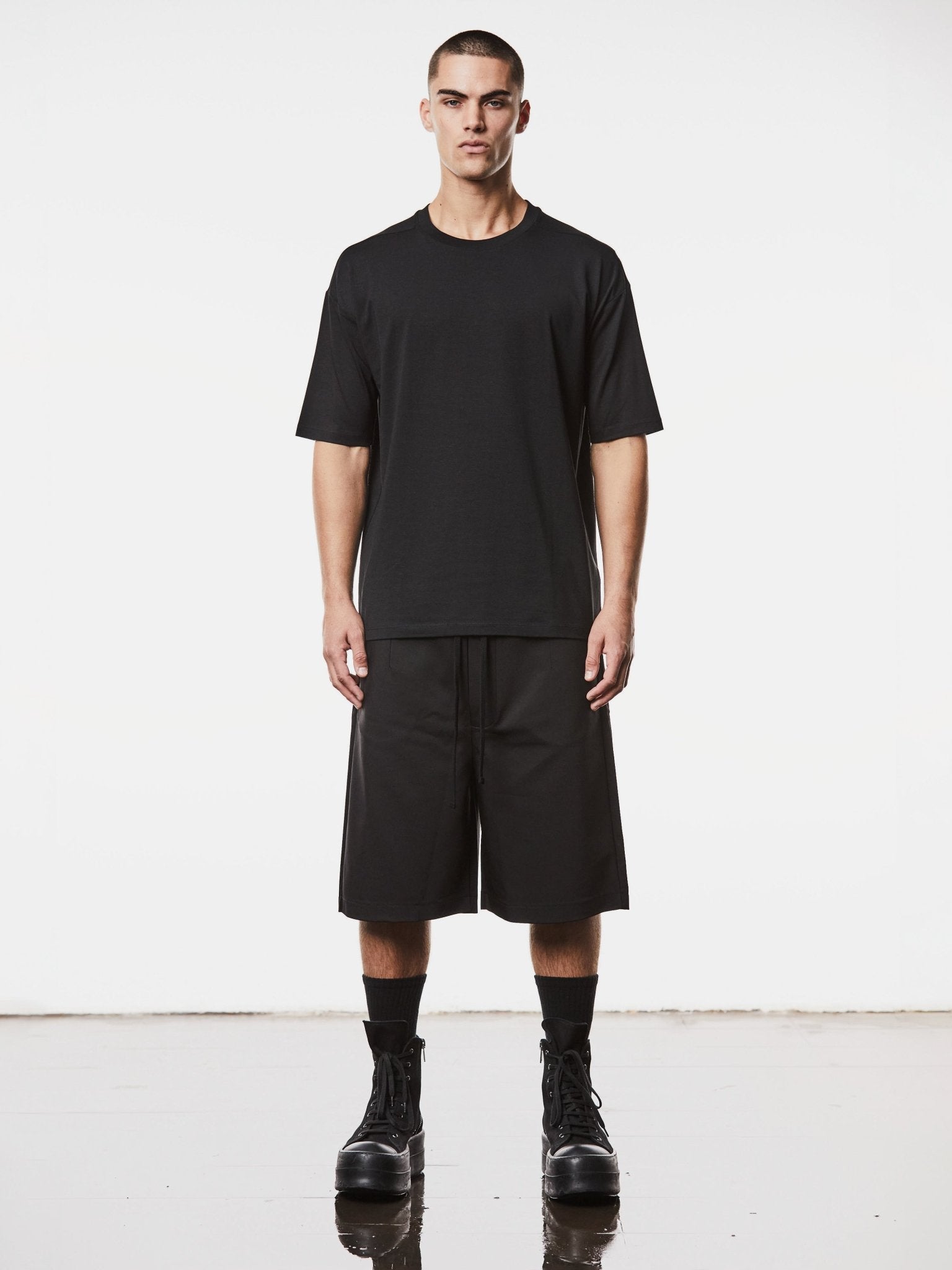 Round Neck Shirt with Embroidered Slash Detail - by THOM KROM