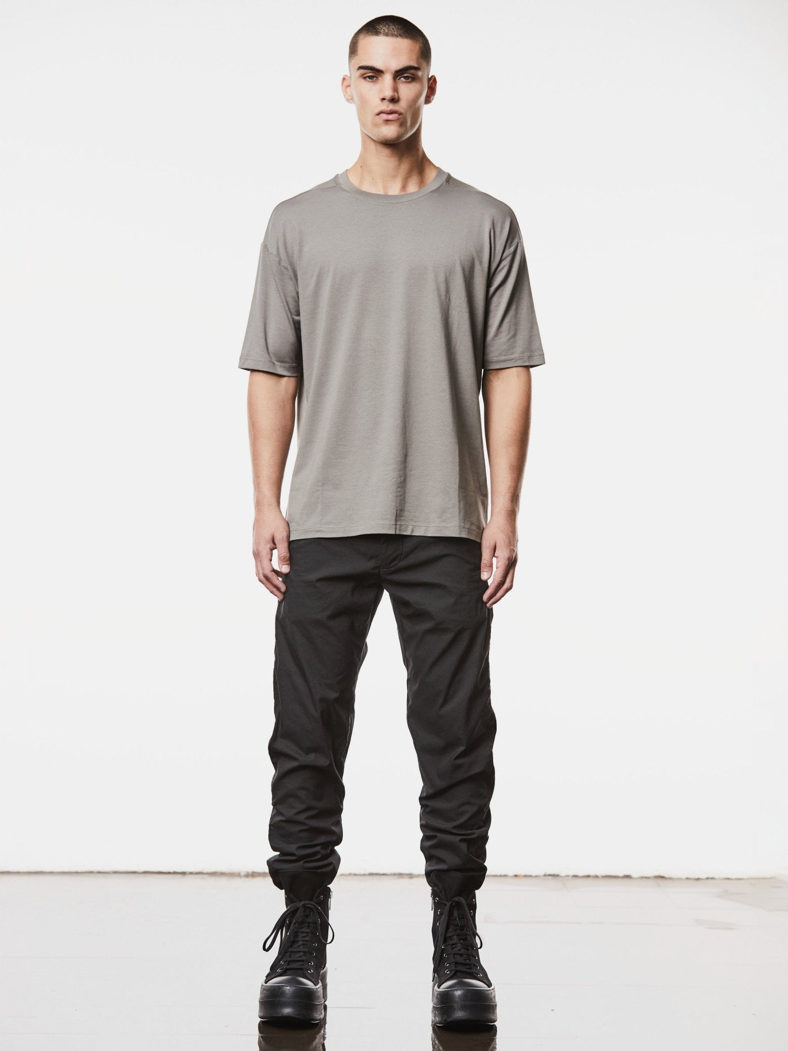 Round Neck Shirt with Embroidered Slash Detail - by THOM KROM