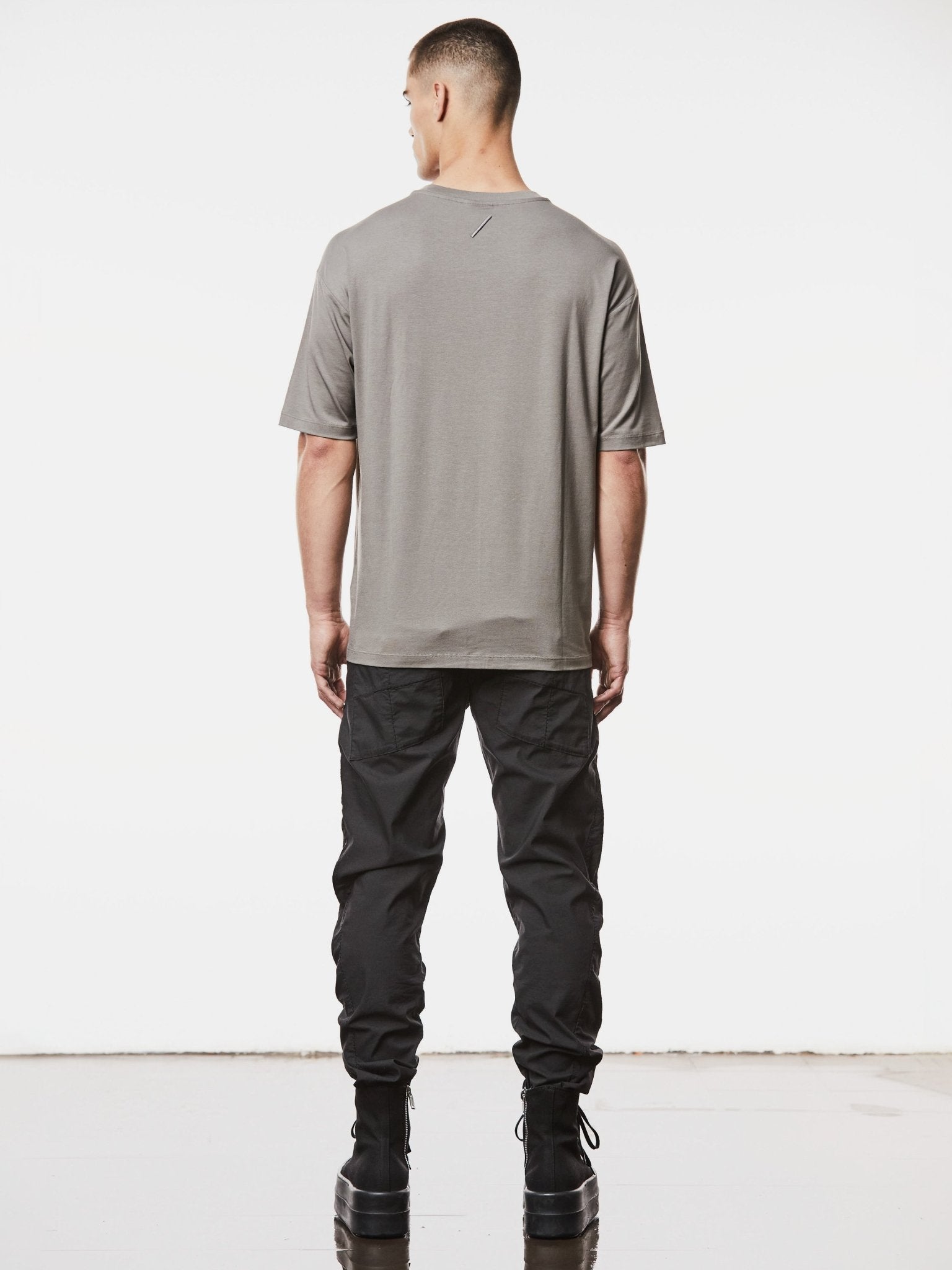 Round Neck Shirt with Embroidered Slash Detail - by THOM KROM