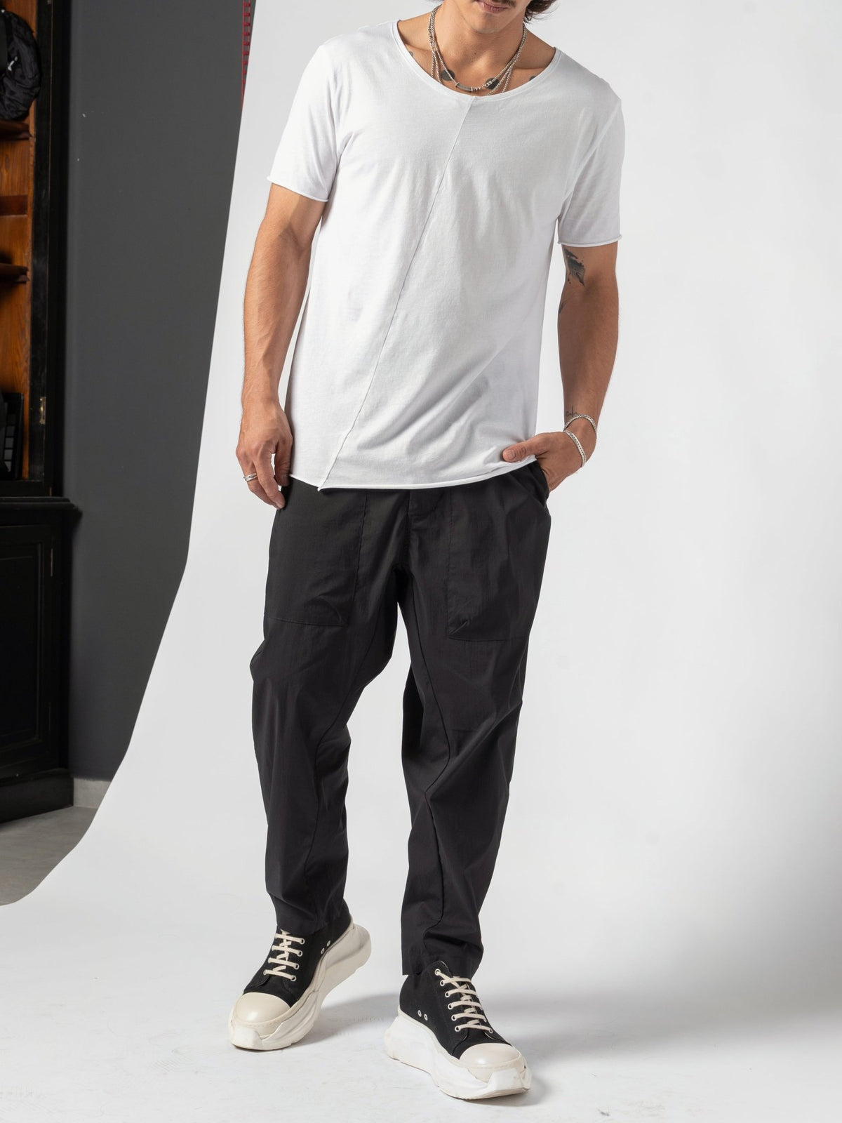 Scoop Neck Cotton T-Shirt - by AITO