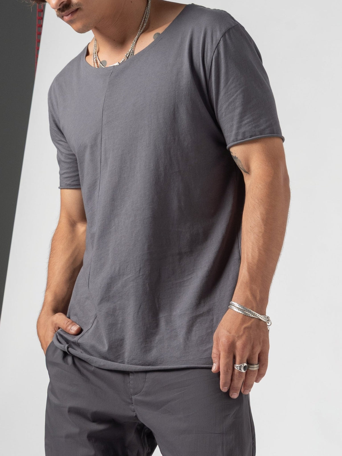 Scoop Neck Cotton T-Shirt - by AITO