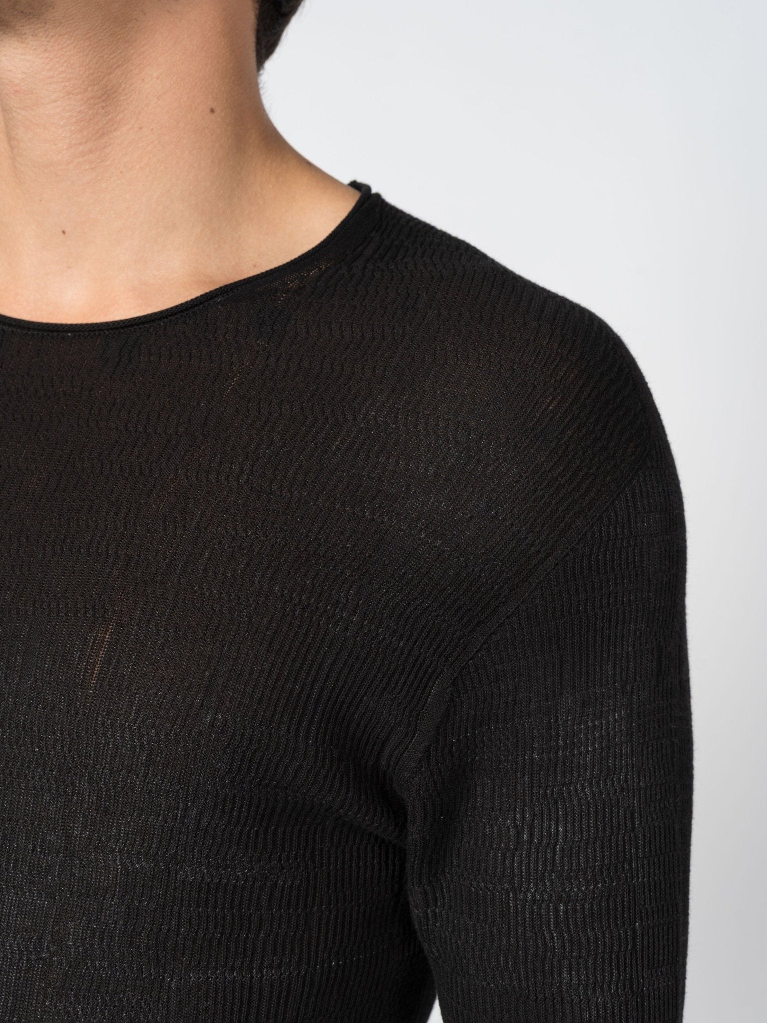 Semi - Sheer Rib Knit Tee - by MD75
