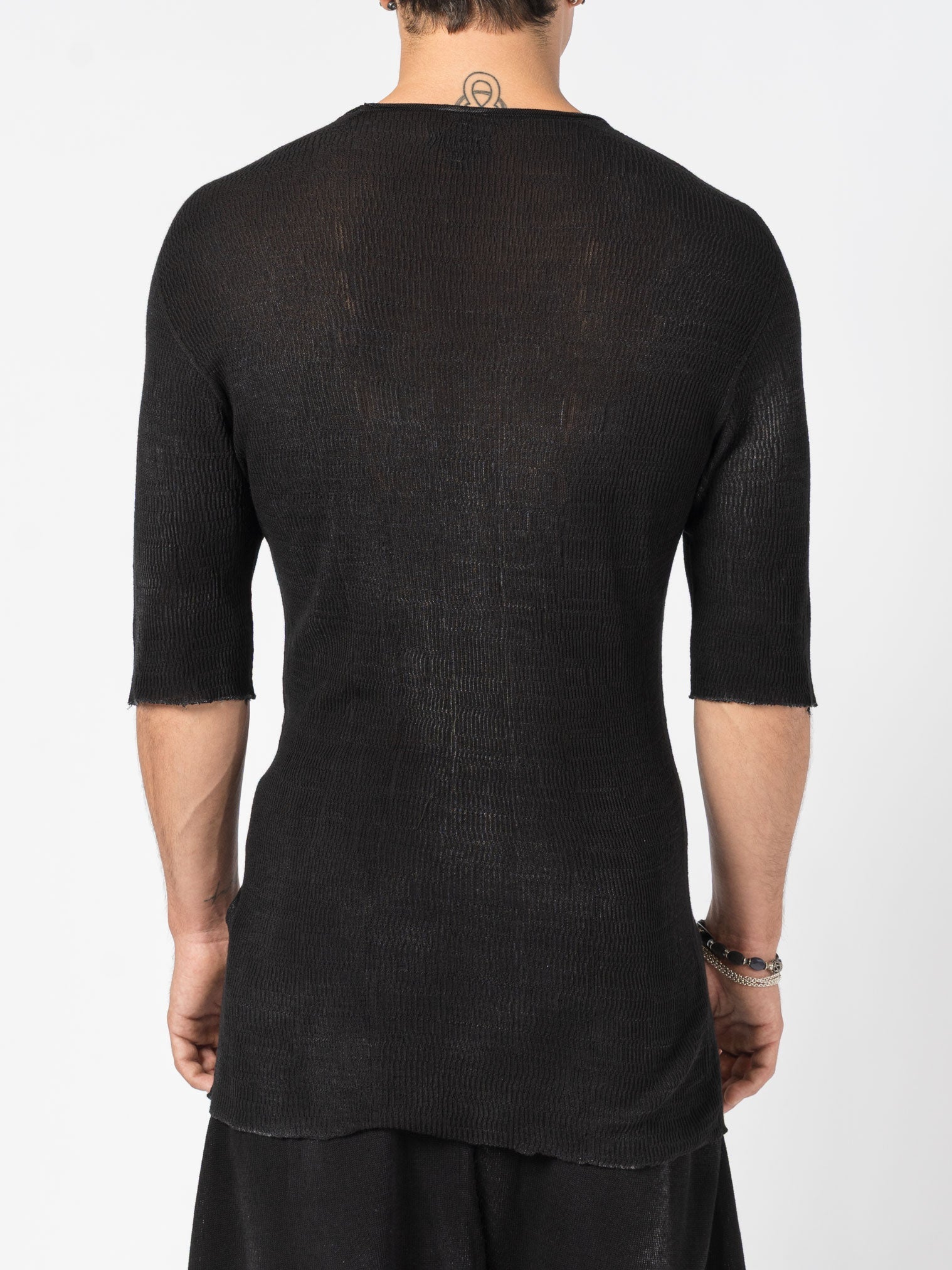 Semi - Sheer Rib Knit Tee - by MD75