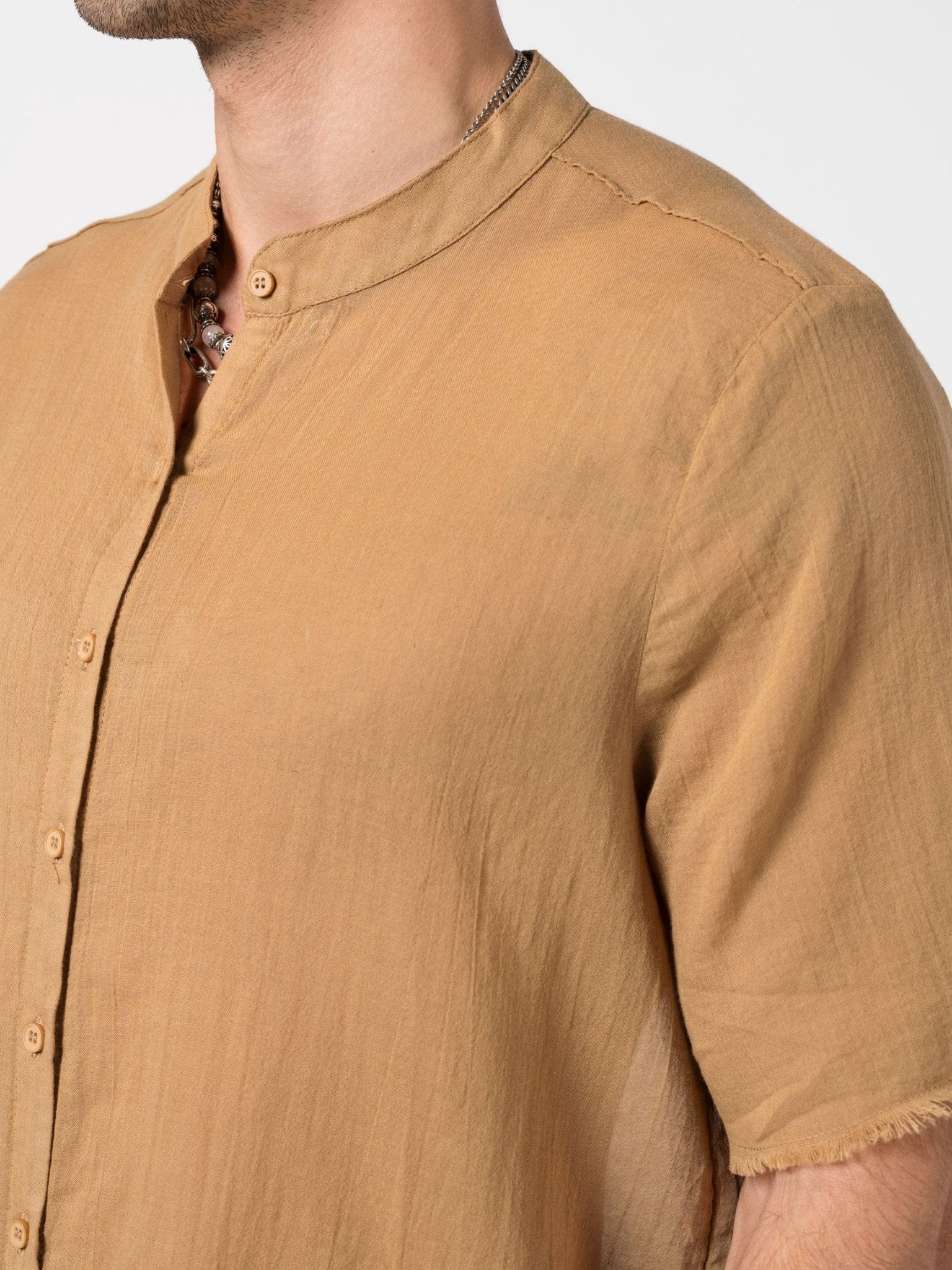 Sheer Cotton Short - Sleeve Shirt - by AITO
