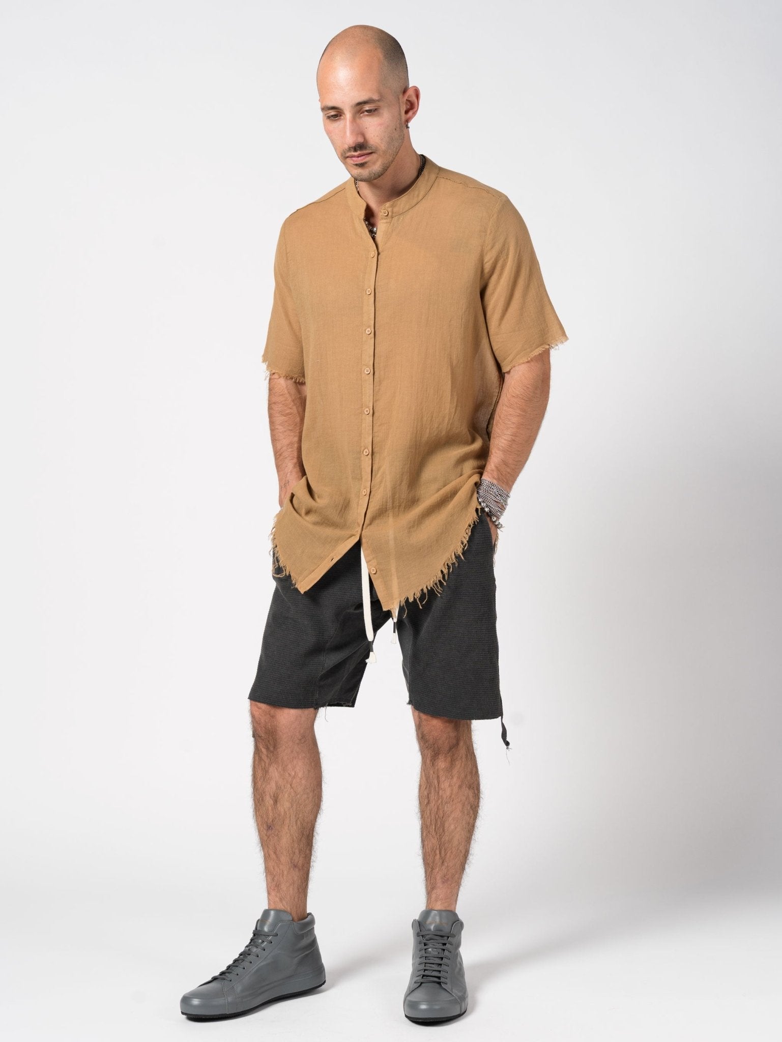 Sheer Cotton Short - Sleeve Shirt - by AITO
