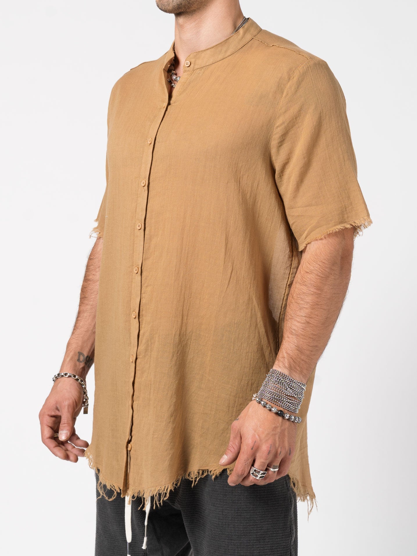 Sheer Cotton Short - Sleeve Shirt - by AITO