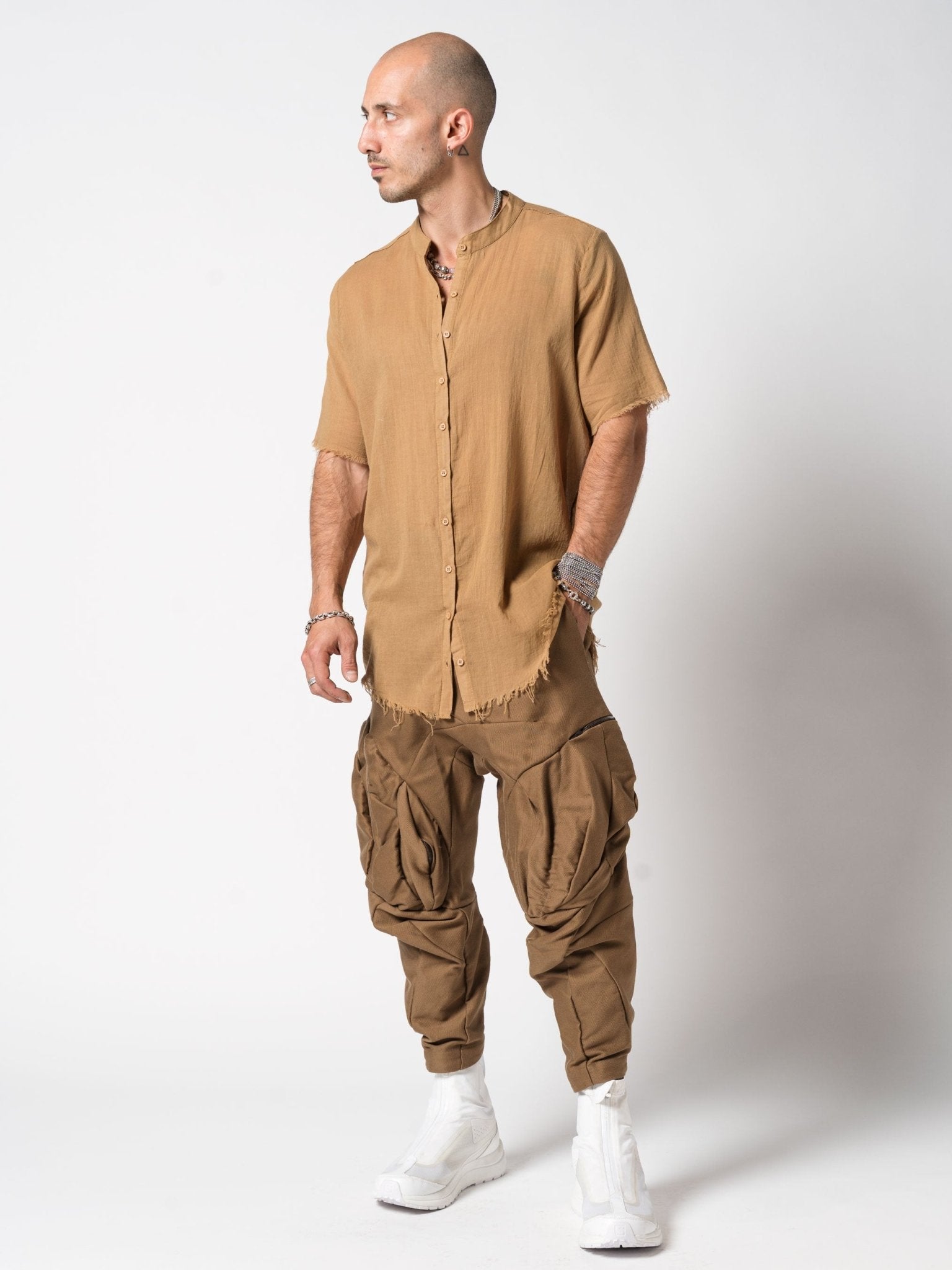 Sheer Cotton Short - Sleeve Shirt - by AITO