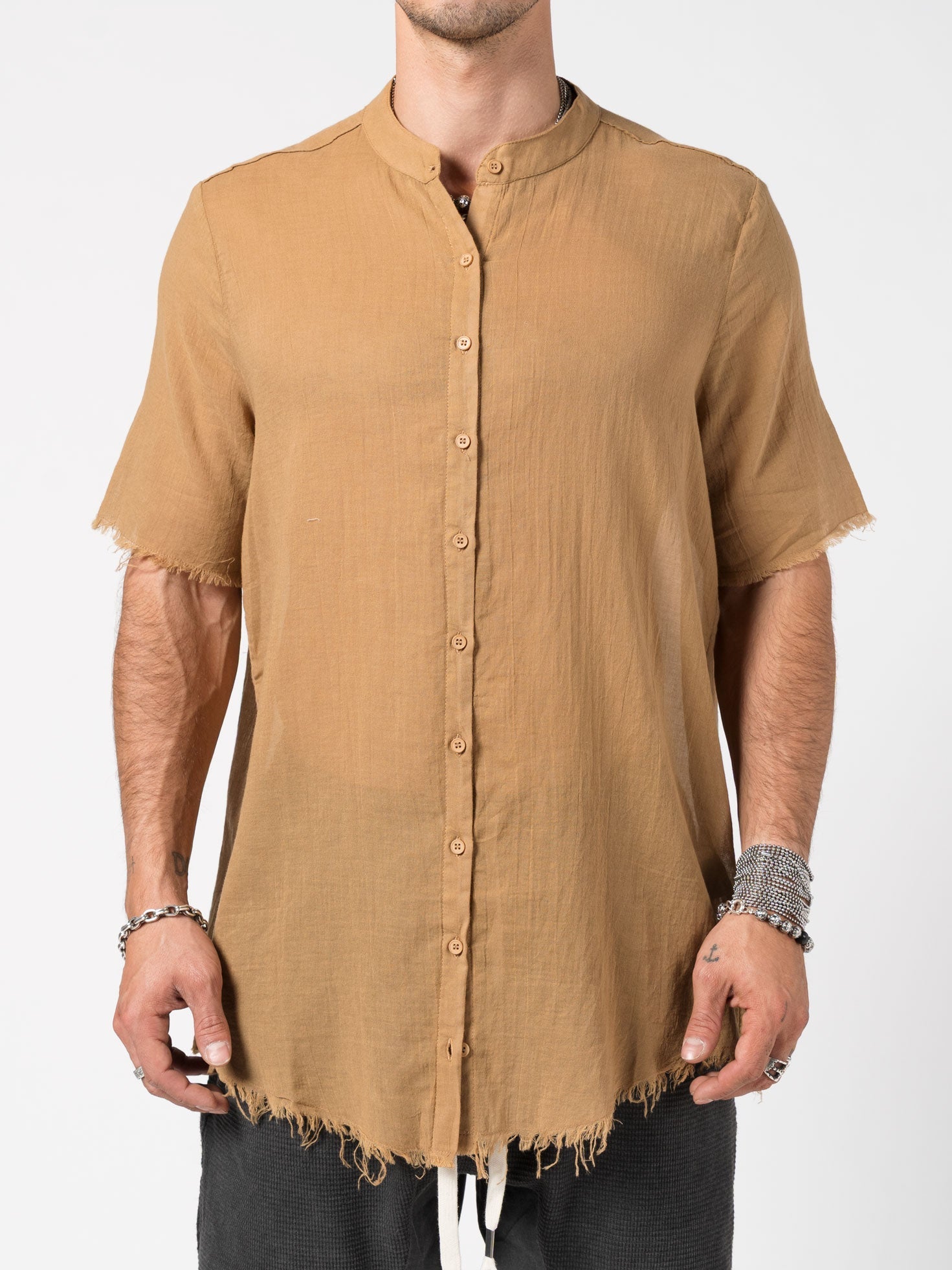 Sheer Cotton Short - Sleeve Shirt - by AITO