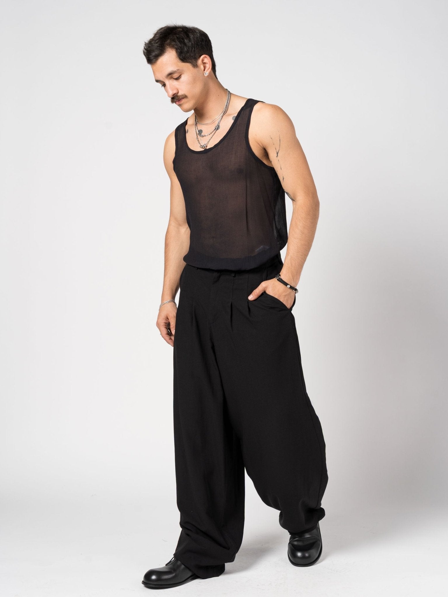 Sheer Textured Tank Top - by NOSTRA SANTISSIMA