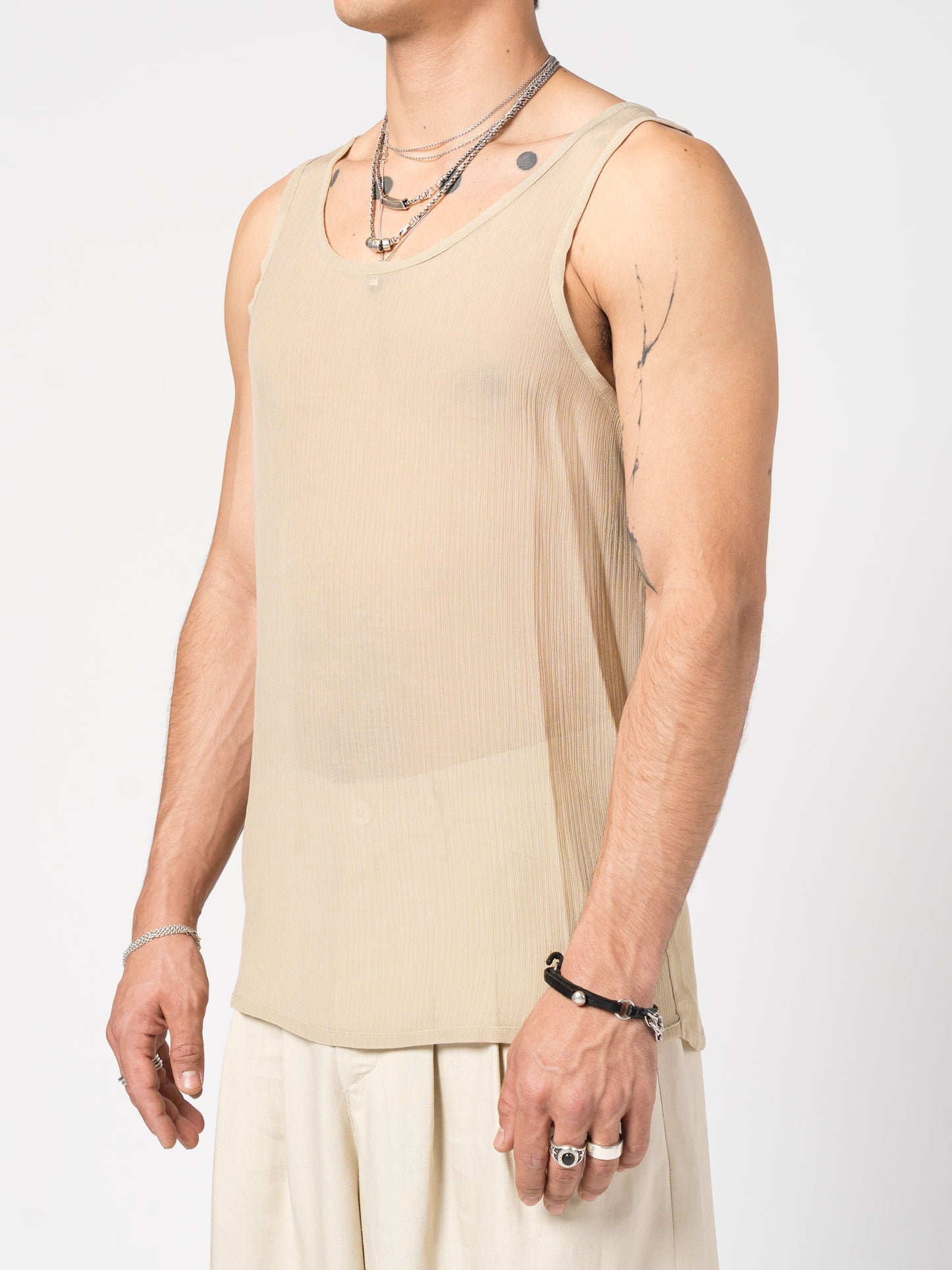 Sheer Textured Tank Top - by NOSTRA SANTISSIMA