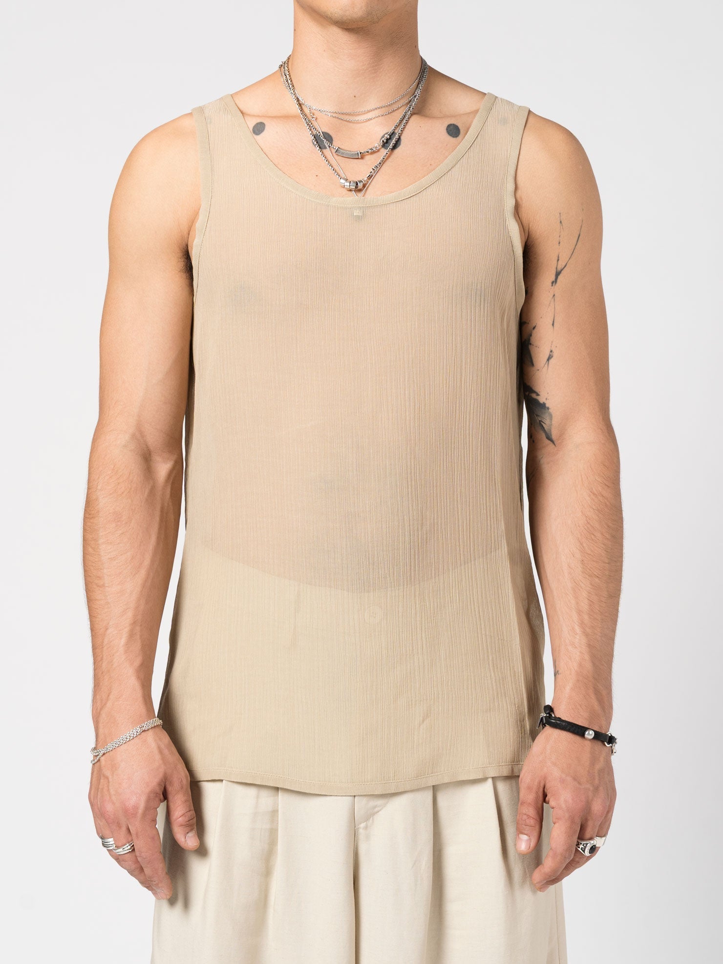 Sheer Textured Tank Top - by NOSTRA SANTISSIMA