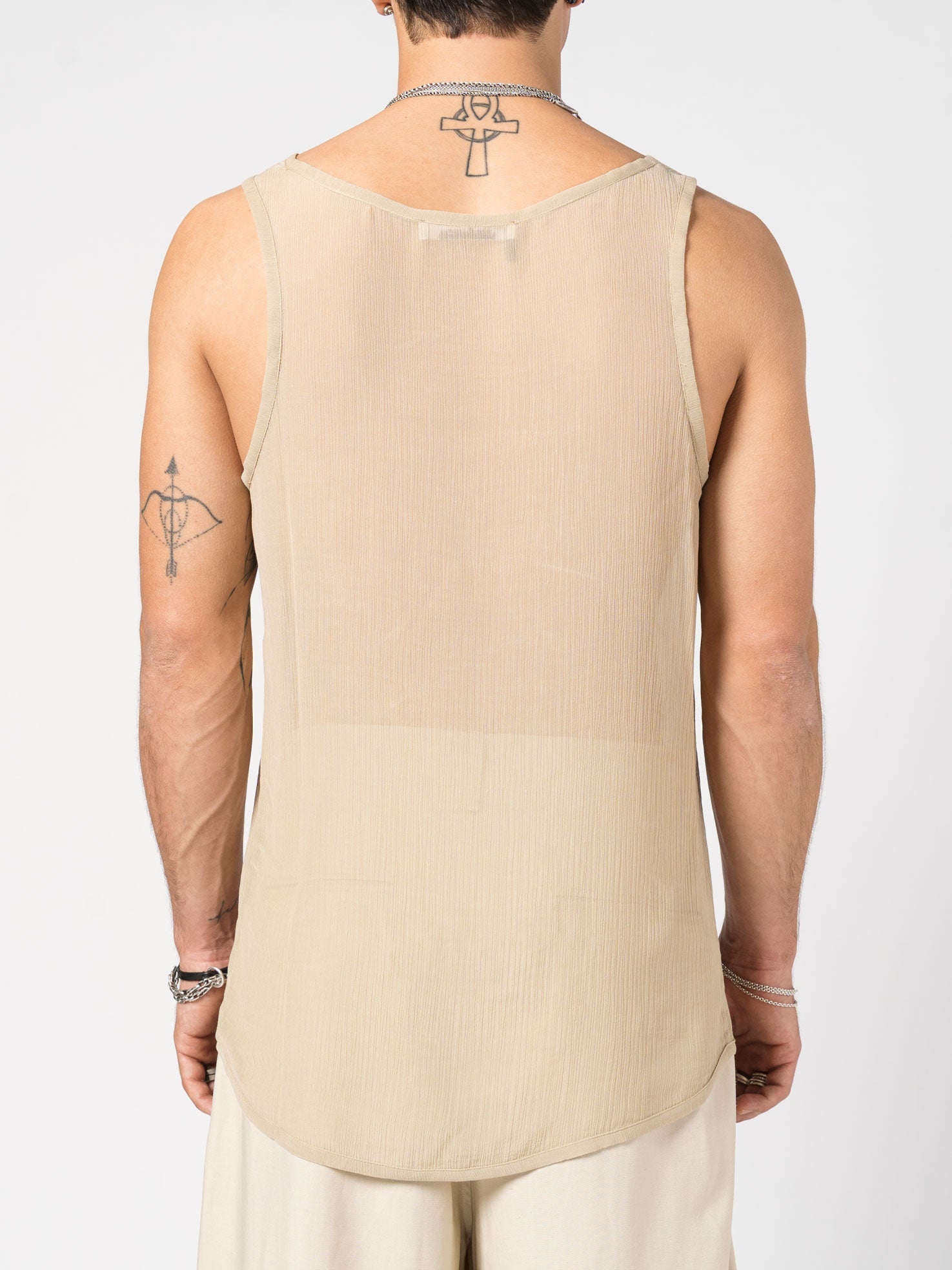 Sheer Textured Tank Top - by NOSTRA SANTISSIMA