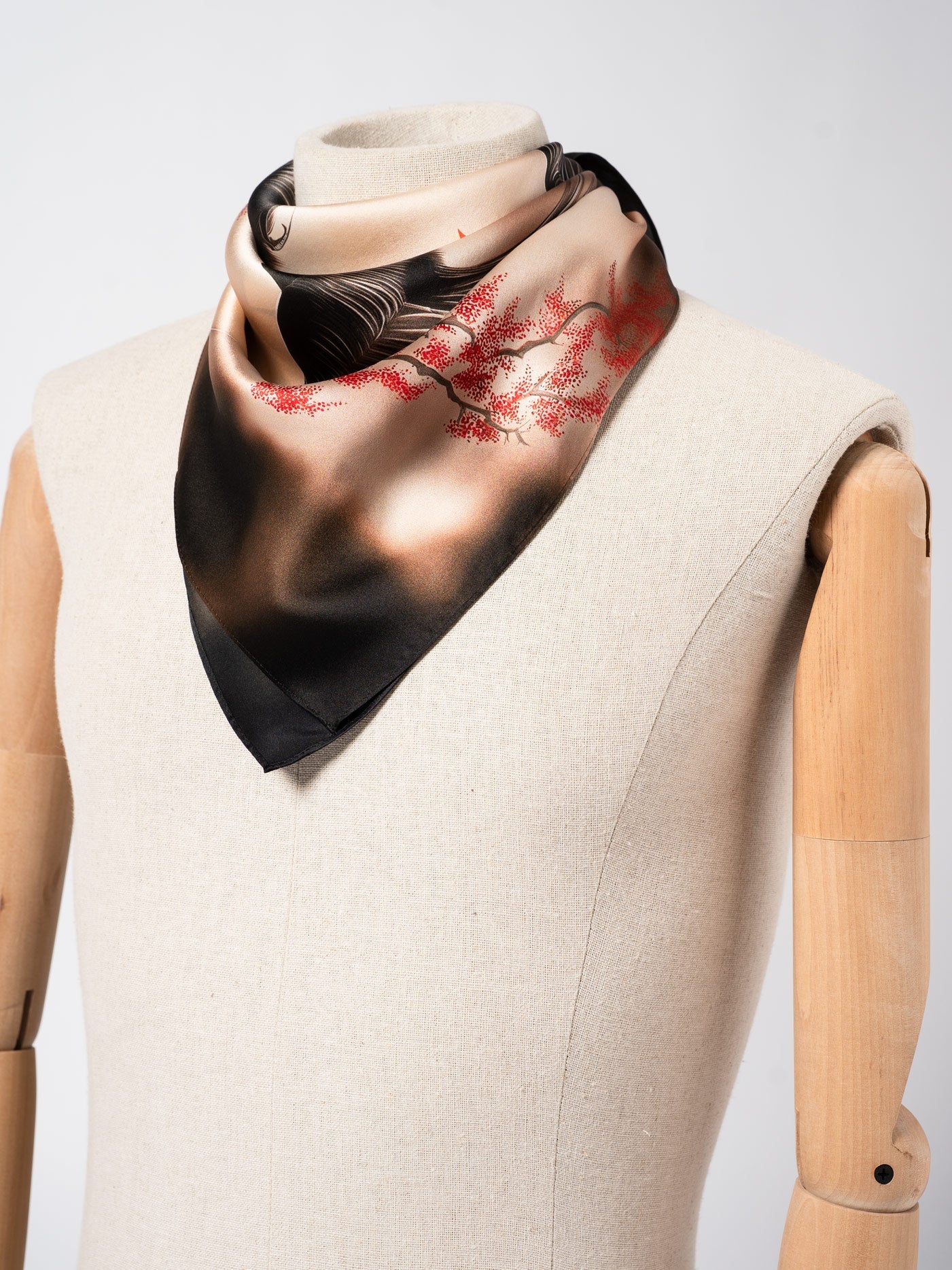 Silk Satin Scarf with Double - Sided Print - by AITO