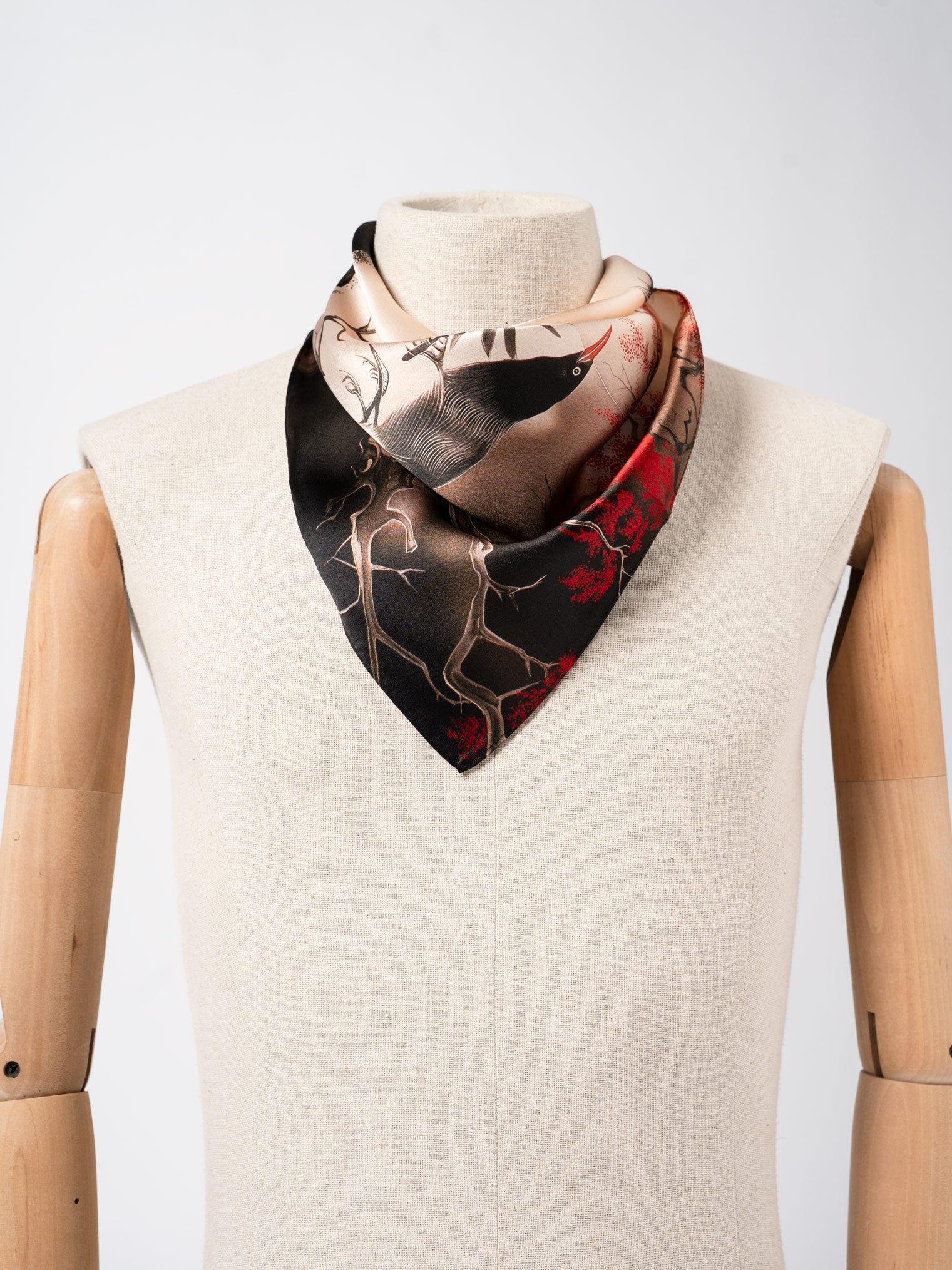 Silk Satin Scarf with Double - Sided Print - by AITO