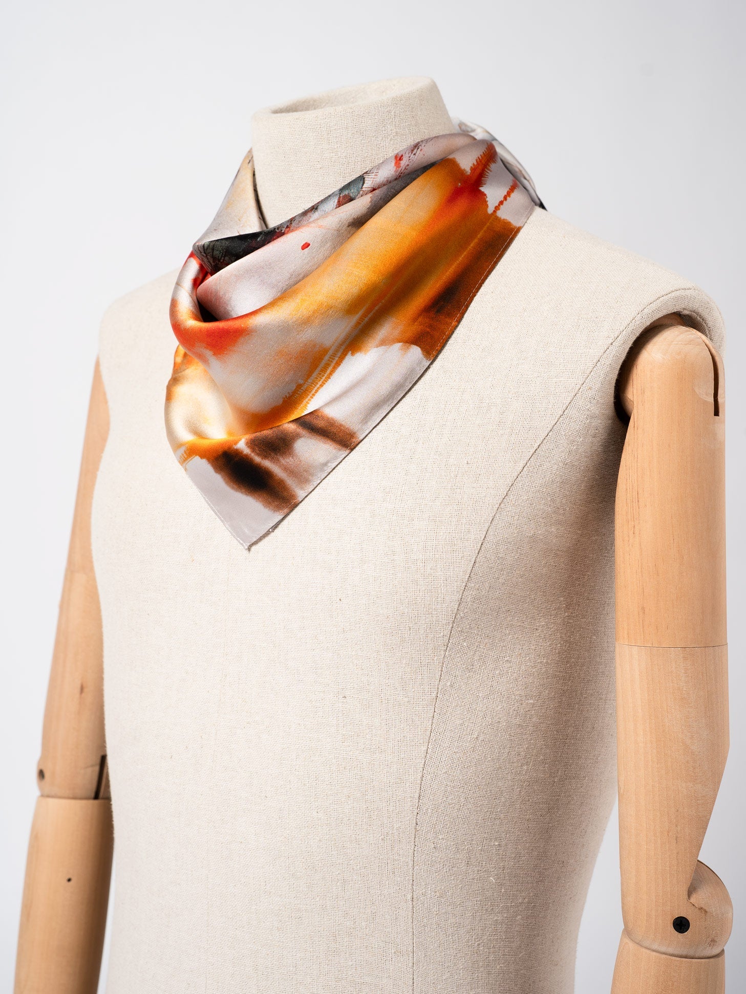 Silk Satin Scarf with Double - Sided Print - by AITO