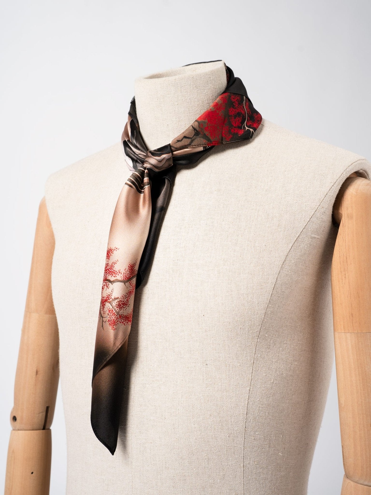 Silk Satin Scarf with Double - Sided Print - by AITO