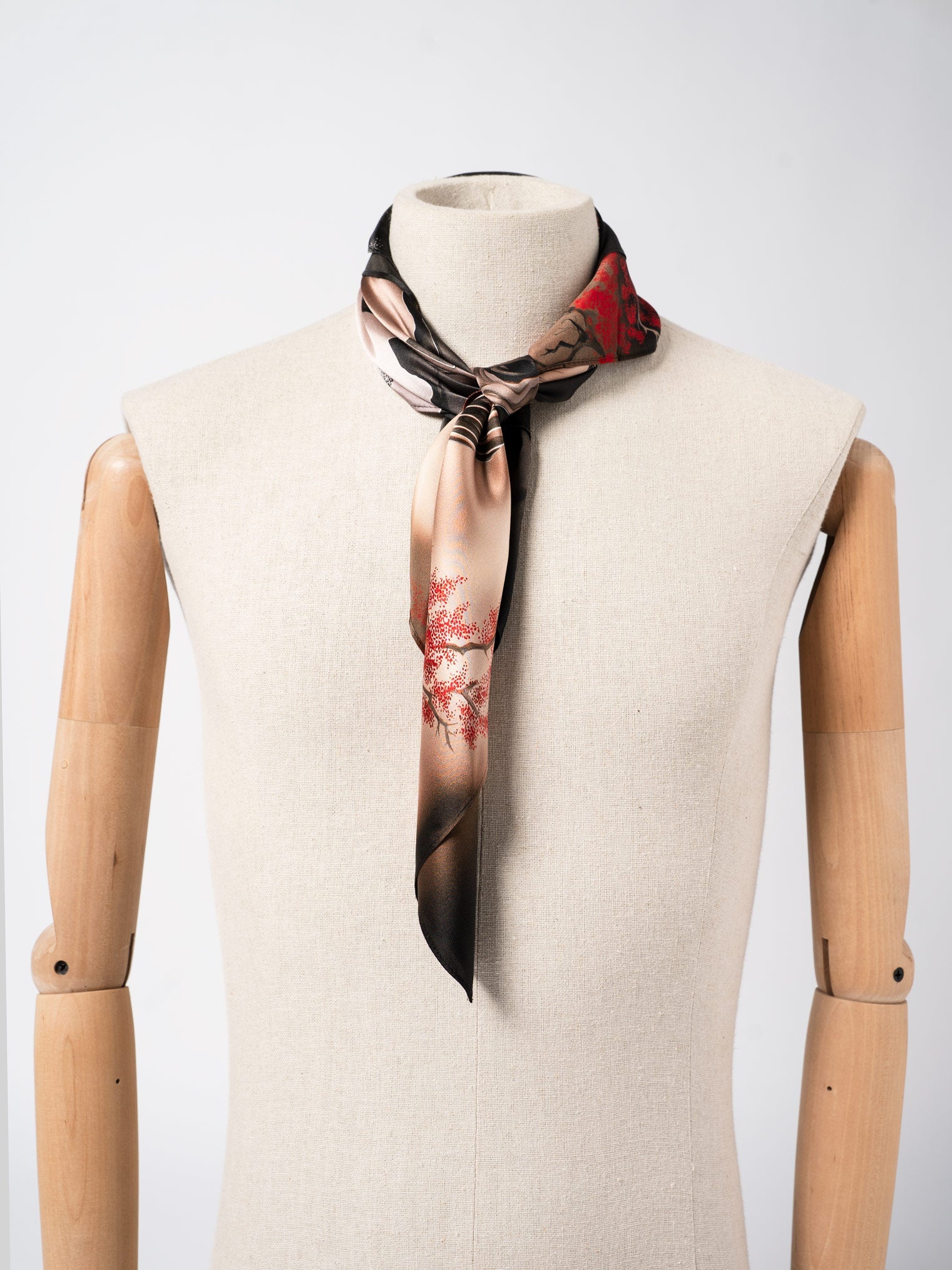 Silk Satin Scarf with Double - Sided Print - by AITO
