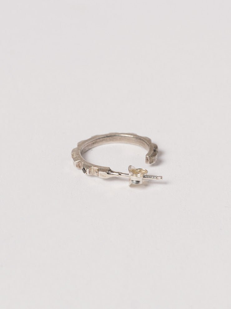 Silver Hoop Earrings with Diamonds - by CEDAR