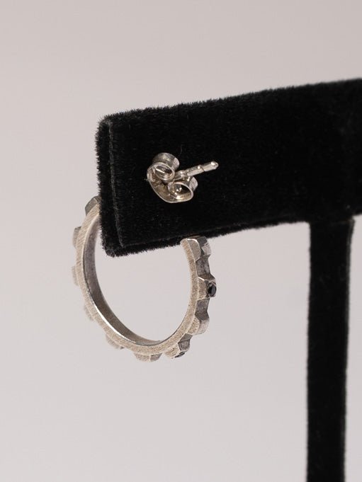 Silver Hoop Earrings with Diamonds - by CEDAR