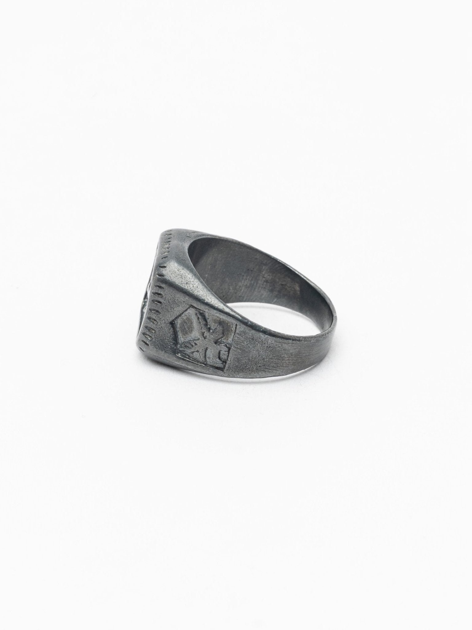 Silver Signet Ring with Engraved Symbols - by CEDAR