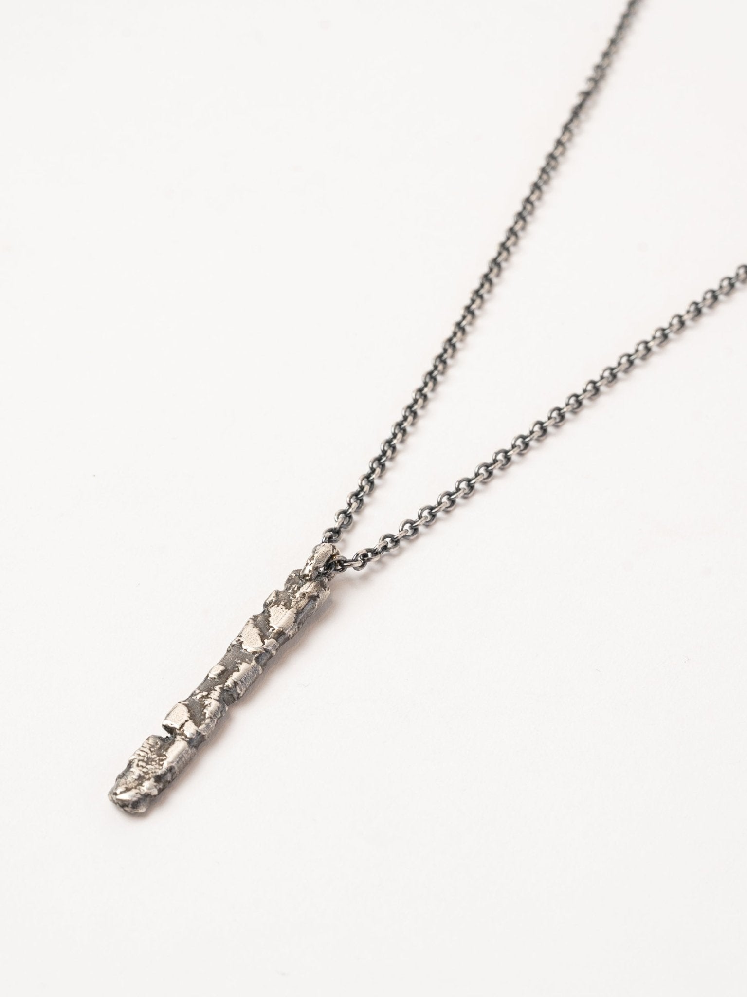 Silver Textured Bar Necklace - by AITO
