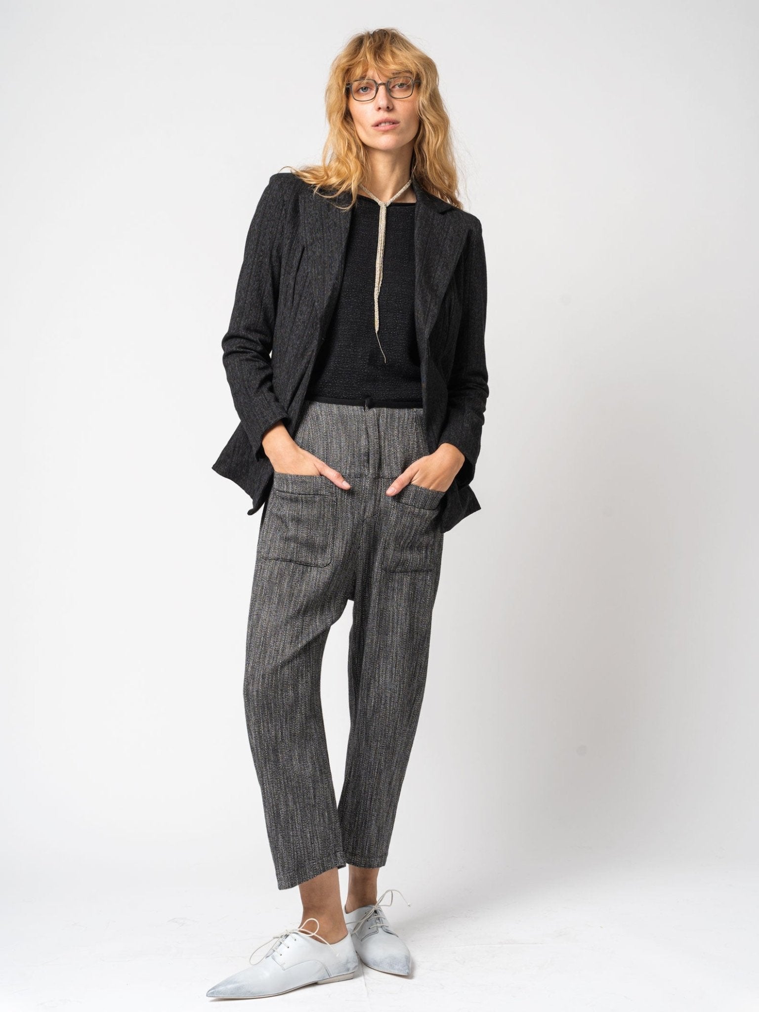 Single - button striped jacket - by TRANSIT