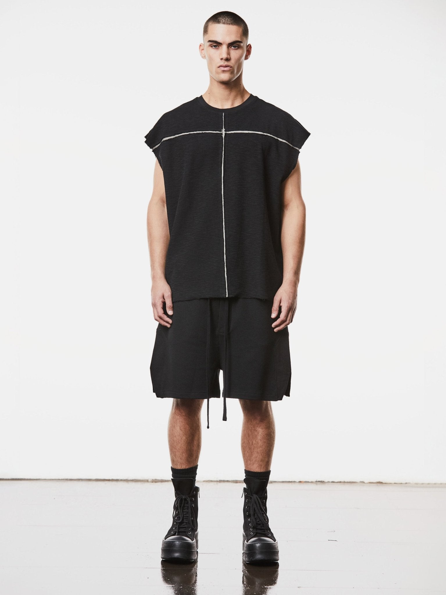 Sleeveless Shirt with Broad Shoulders - by THOM KROM