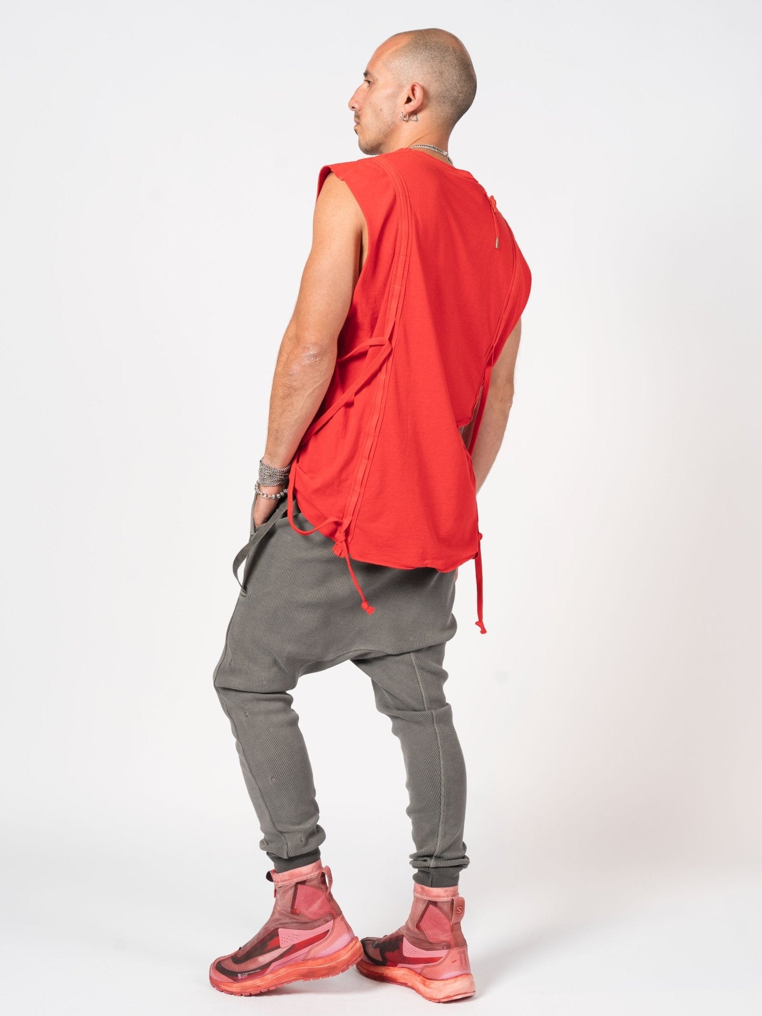 Sleeveless Top with Side Drawstrings - by BORIS BIDJAN SABERI
