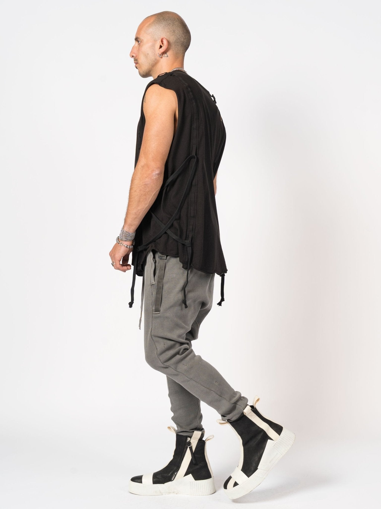 Sleeveless Top with Side Drawstrings - by BORIS BIDJAN SABERI