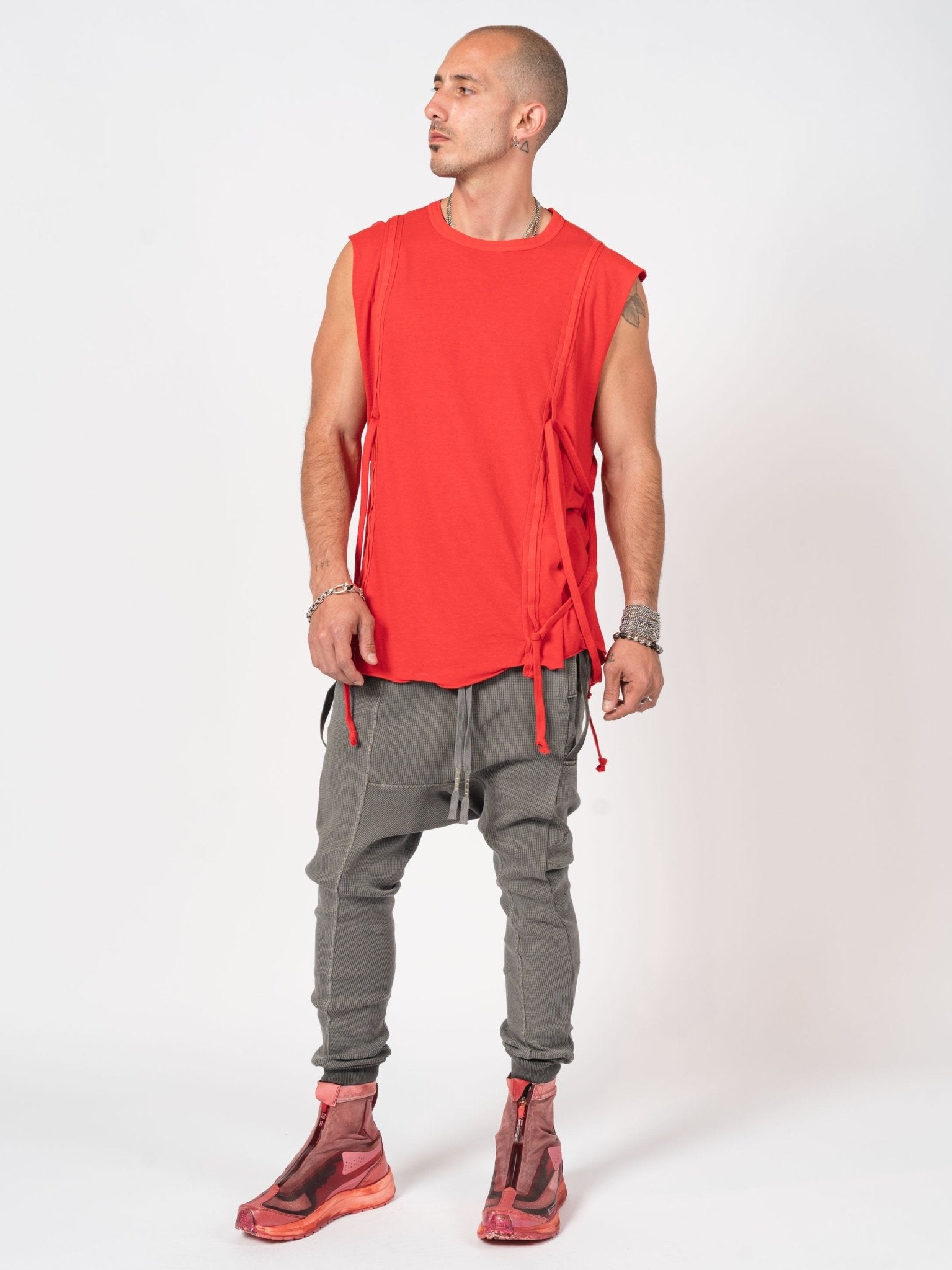 Sleeveless Top with Side Drawstrings - by BORIS BIDJAN SABERI