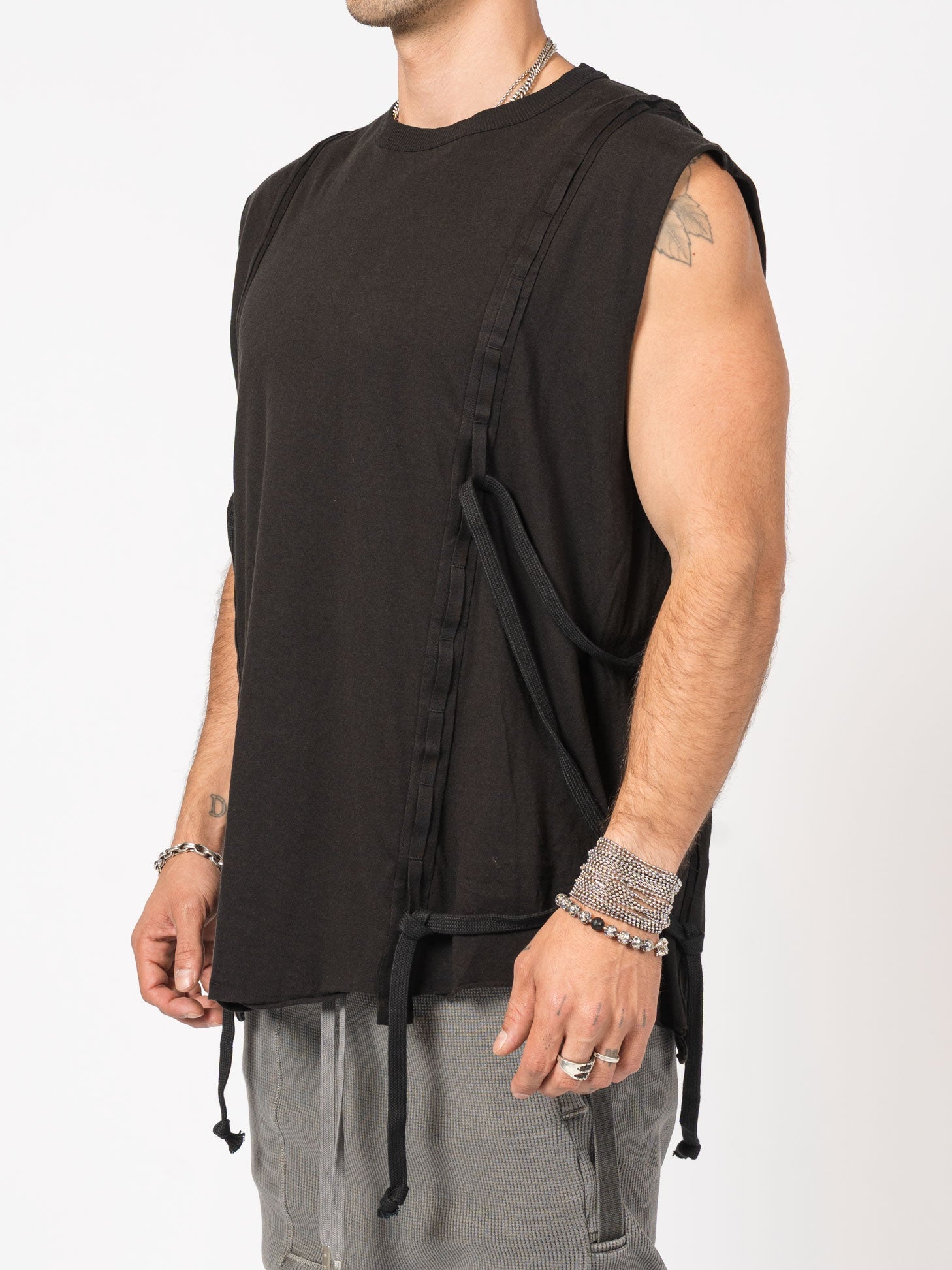 Sleeveless Top with Side Drawstrings - by BORIS BIDJAN SABERI