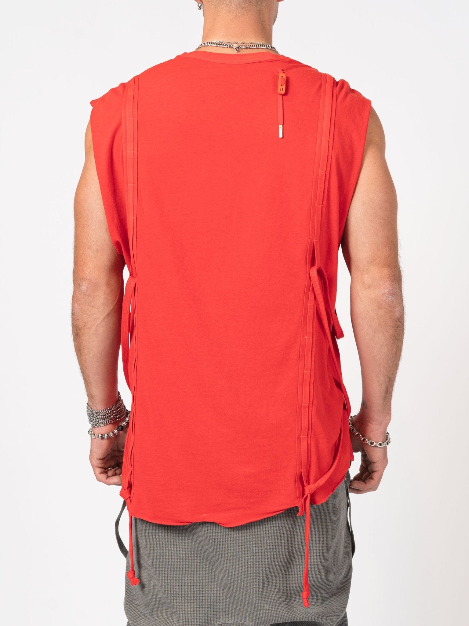 Sleeveless Top with Side Drawstrings - by BORIS BIDJAN SABERI