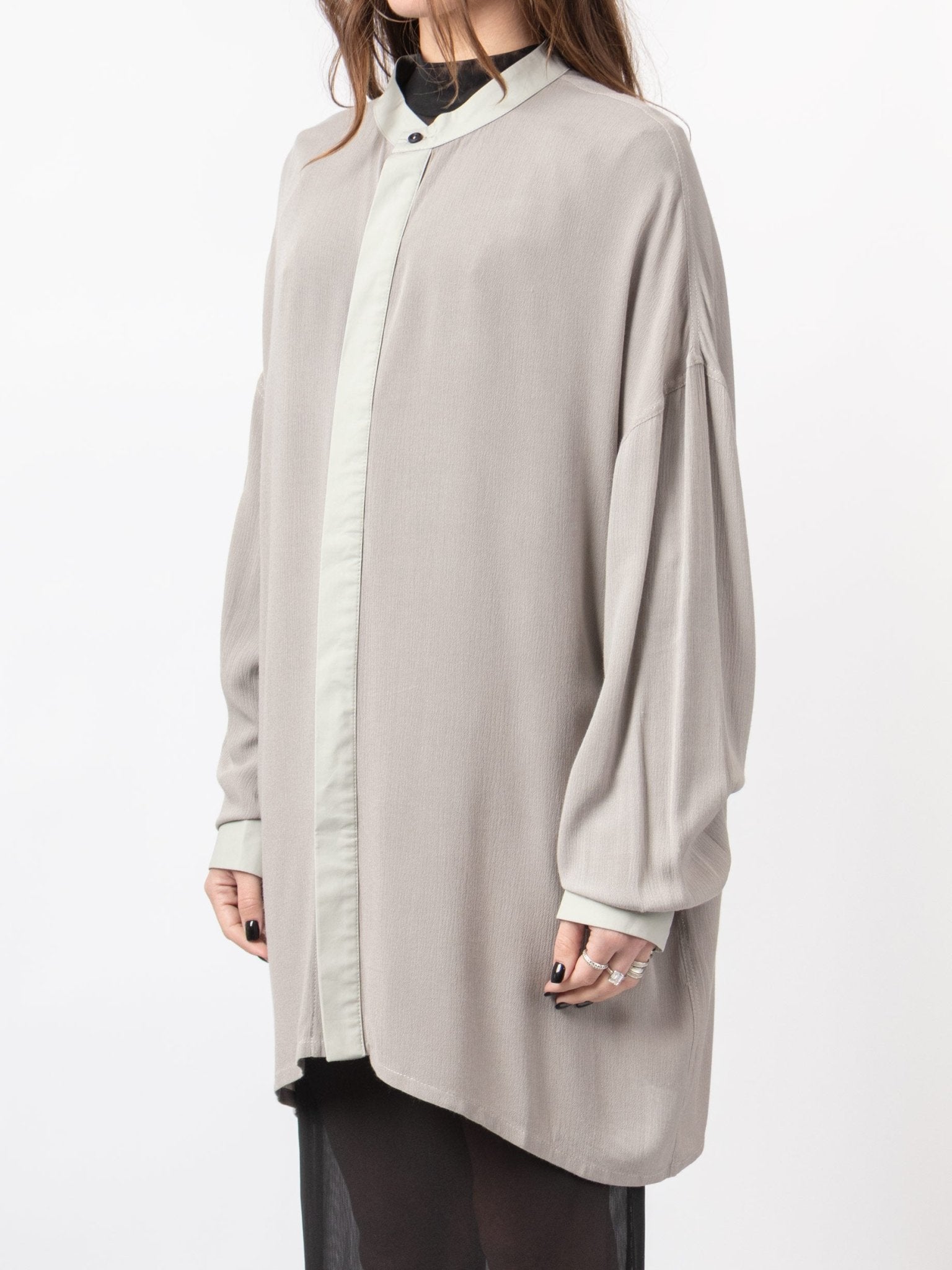 Stand Collar Overshirt - by VAGUE