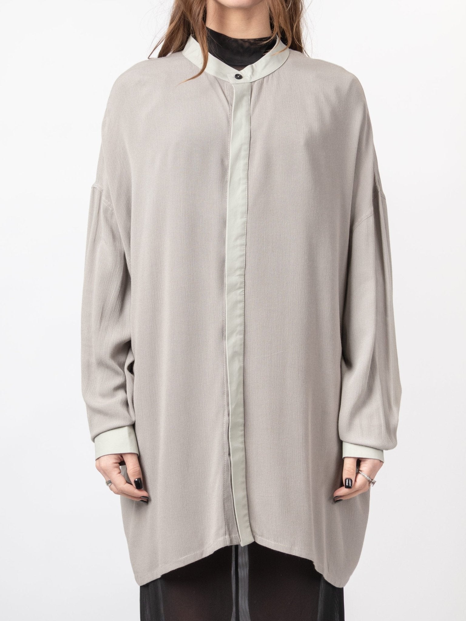 Stand Collar Overshirt - by VAGUE