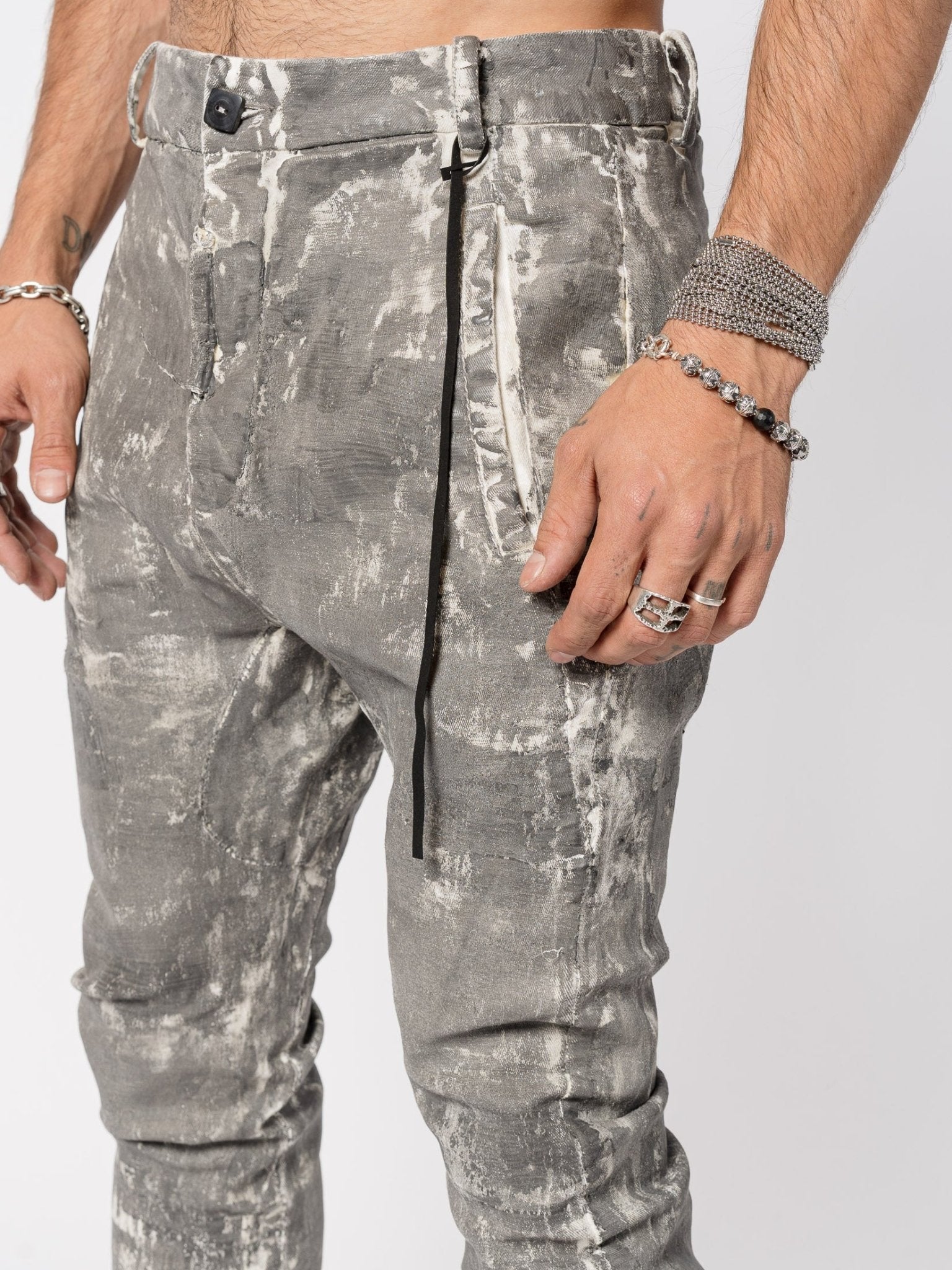 Stretch Cotton Pants with Wall Finish - by MD75