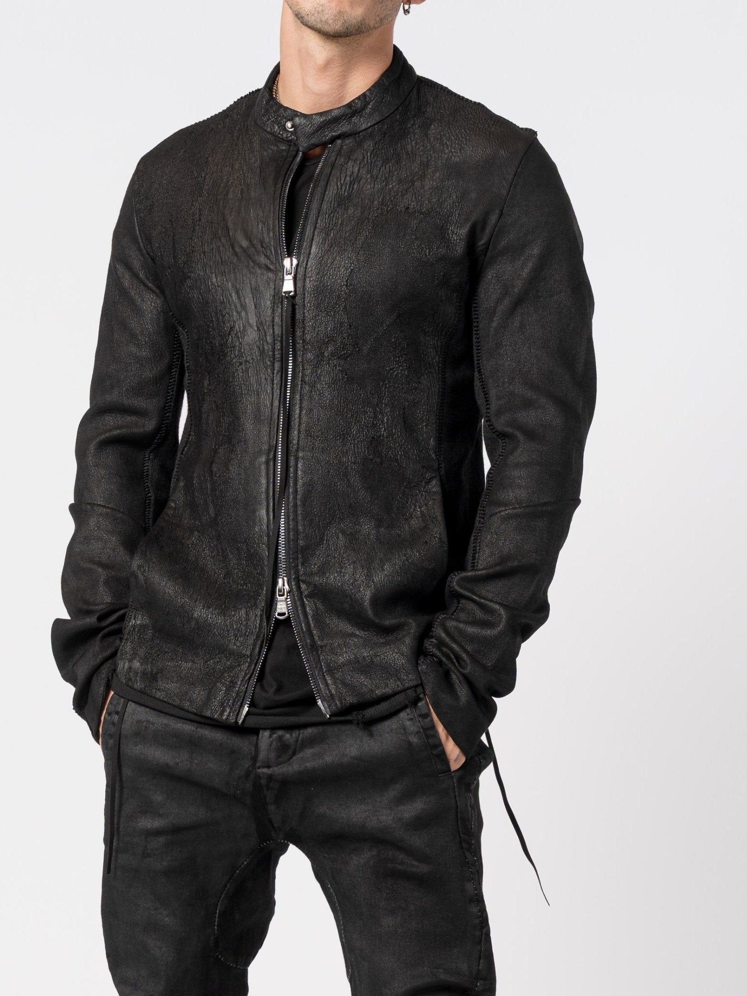 Stretch Leather Jacket - by MD75