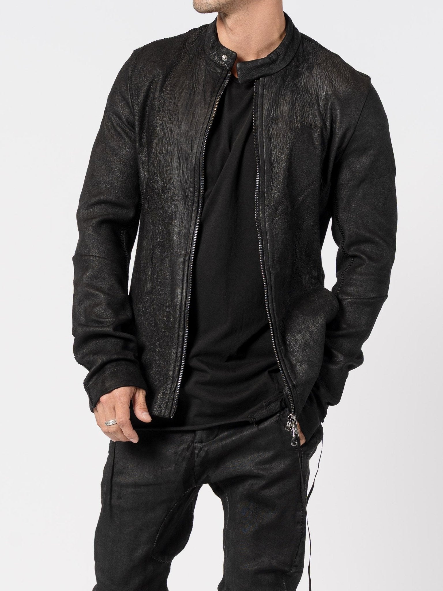 Stretch Leather Jacket - by MD75