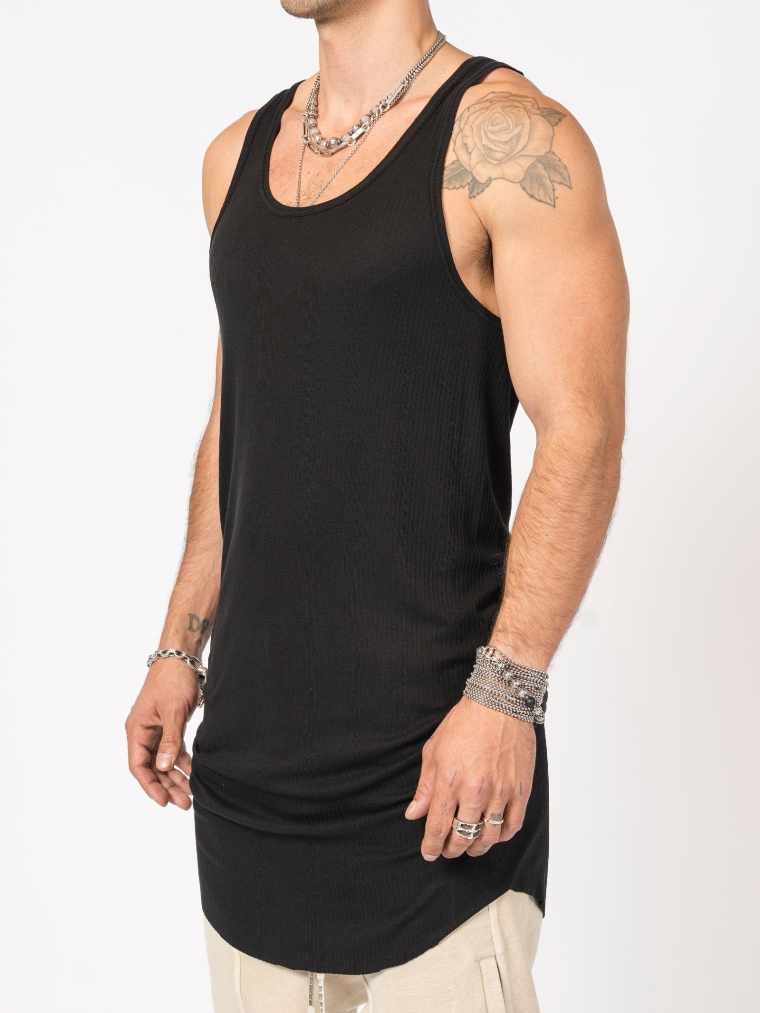 Stretch Rib Tank Top - by 11 BY BORIS BIDJAN