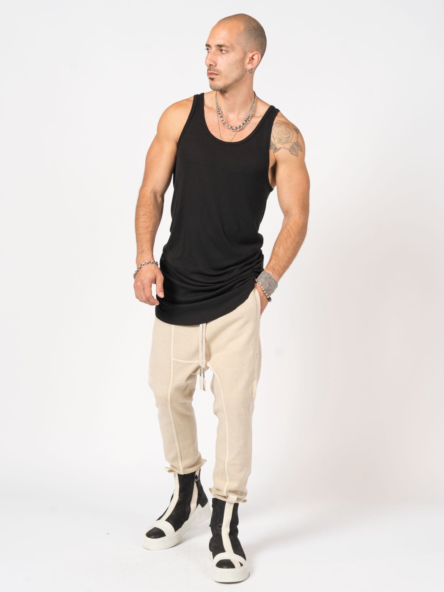 Stretch Rib Tank Top - by 11 BY BORIS BIDJAN