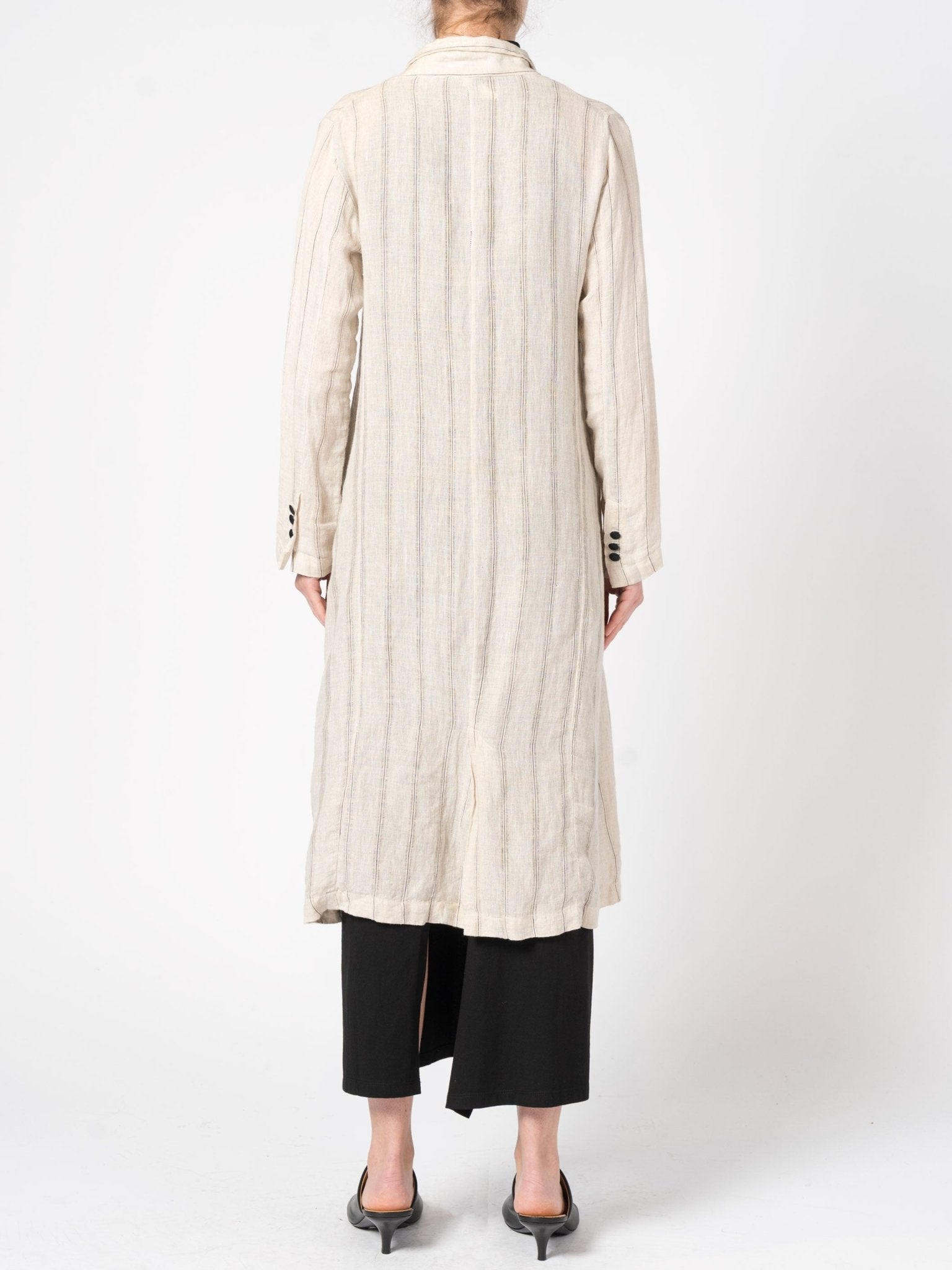 Striped Coat with Scarf - by DEVA KANYA