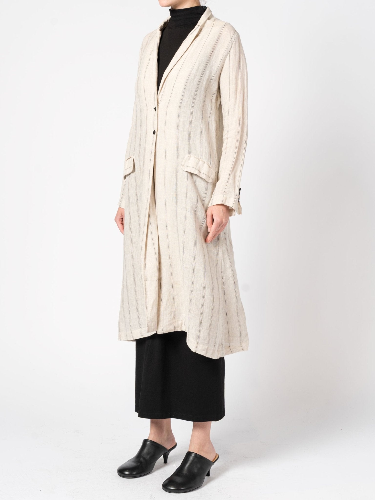 Striped Coat with Scarf - by DEVA KANYA