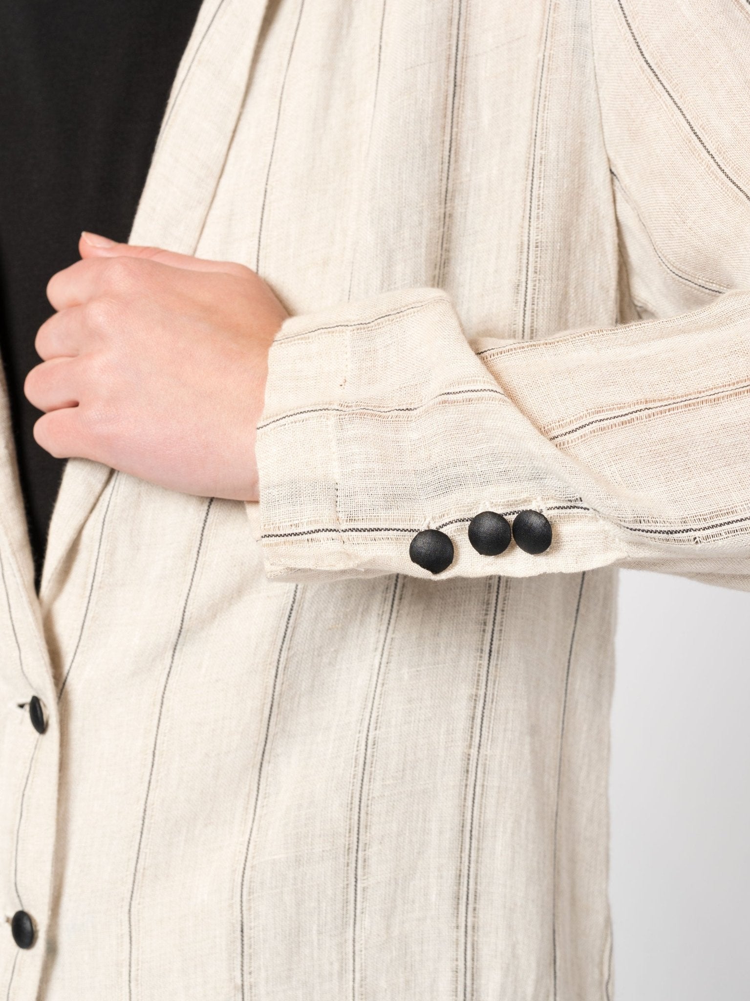 Striped Coat with Scarf - by DEVA KANYA