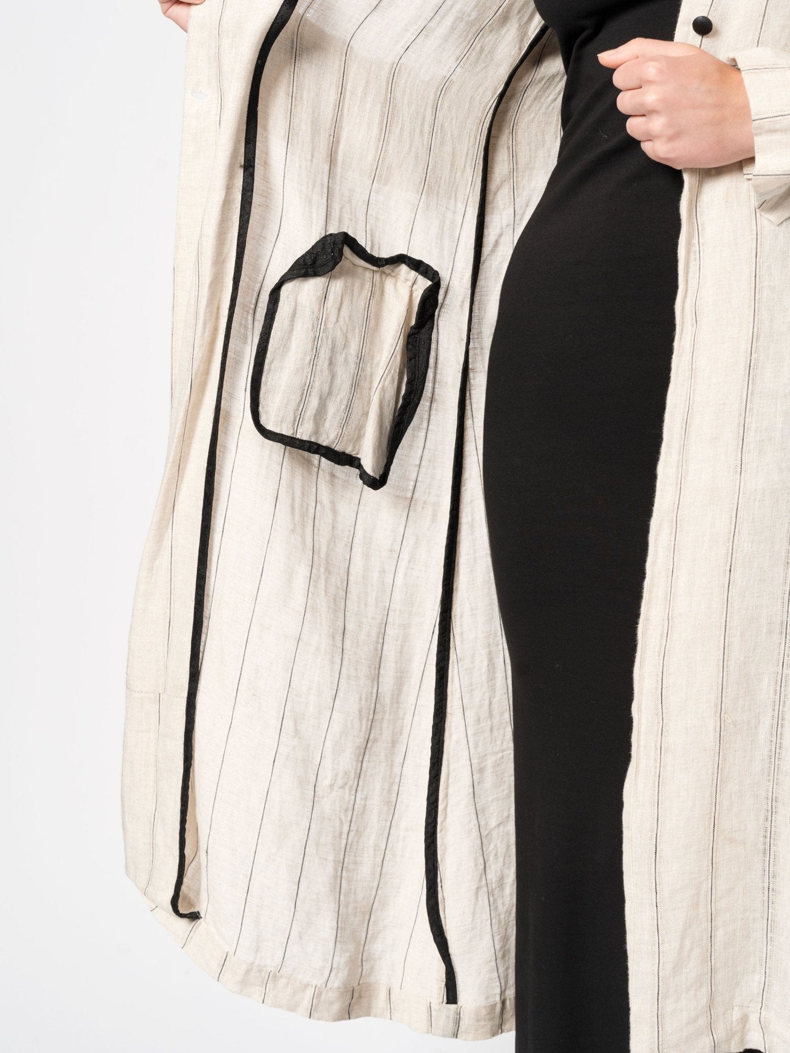 Striped Coat with Scarf - by DEVA KANYA