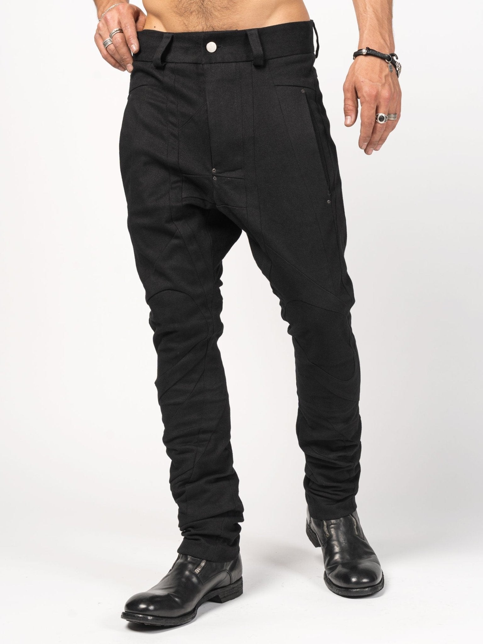 Structured Black Denim Pants - by 139DEC