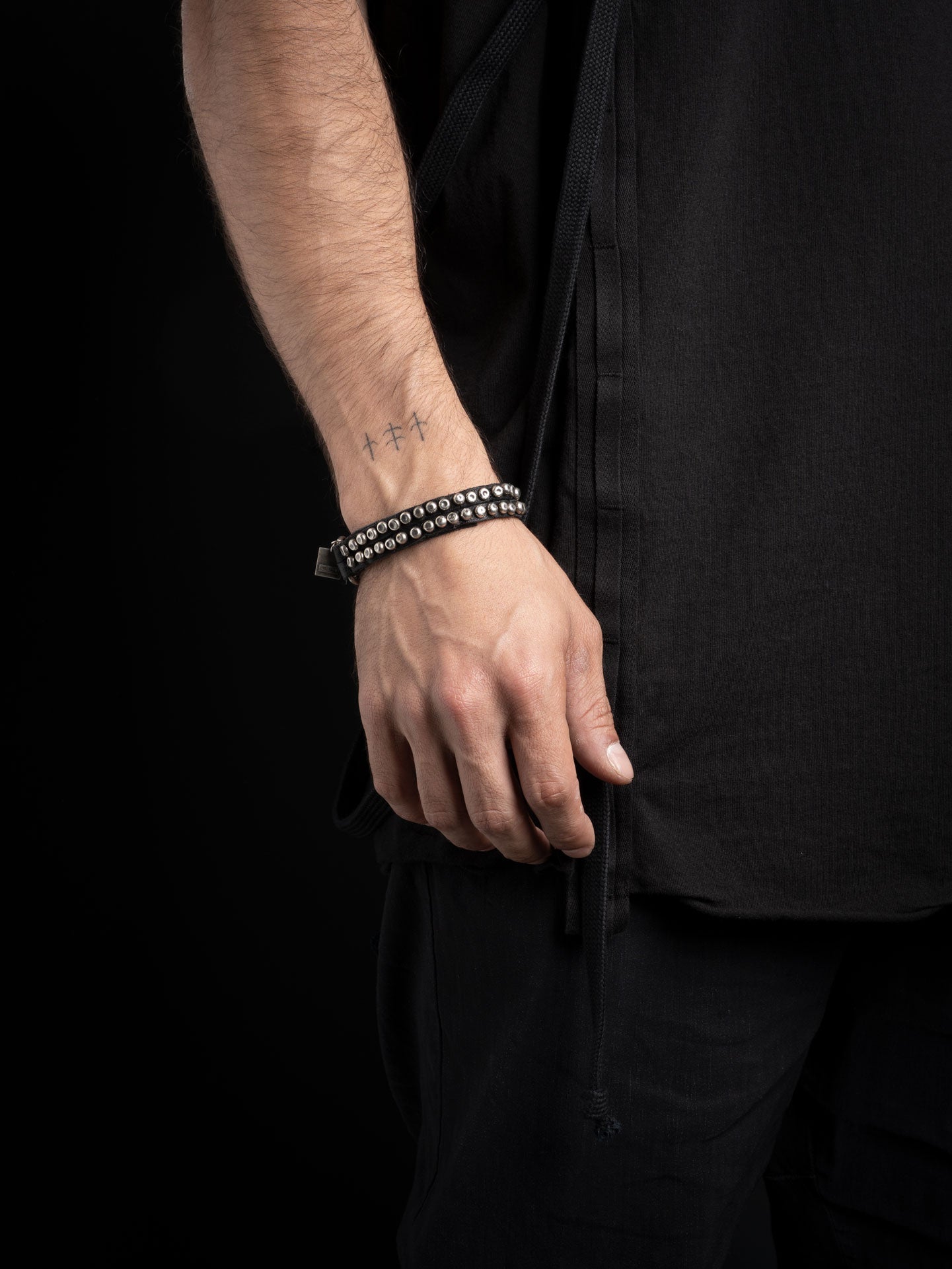 Studded Leather Buckle Bracelet - by GOTI