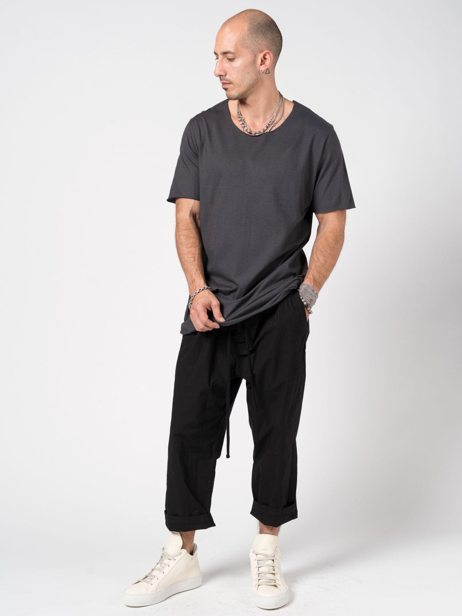 T-Shirt with Cut Neckline - by GIORGIO BRATO