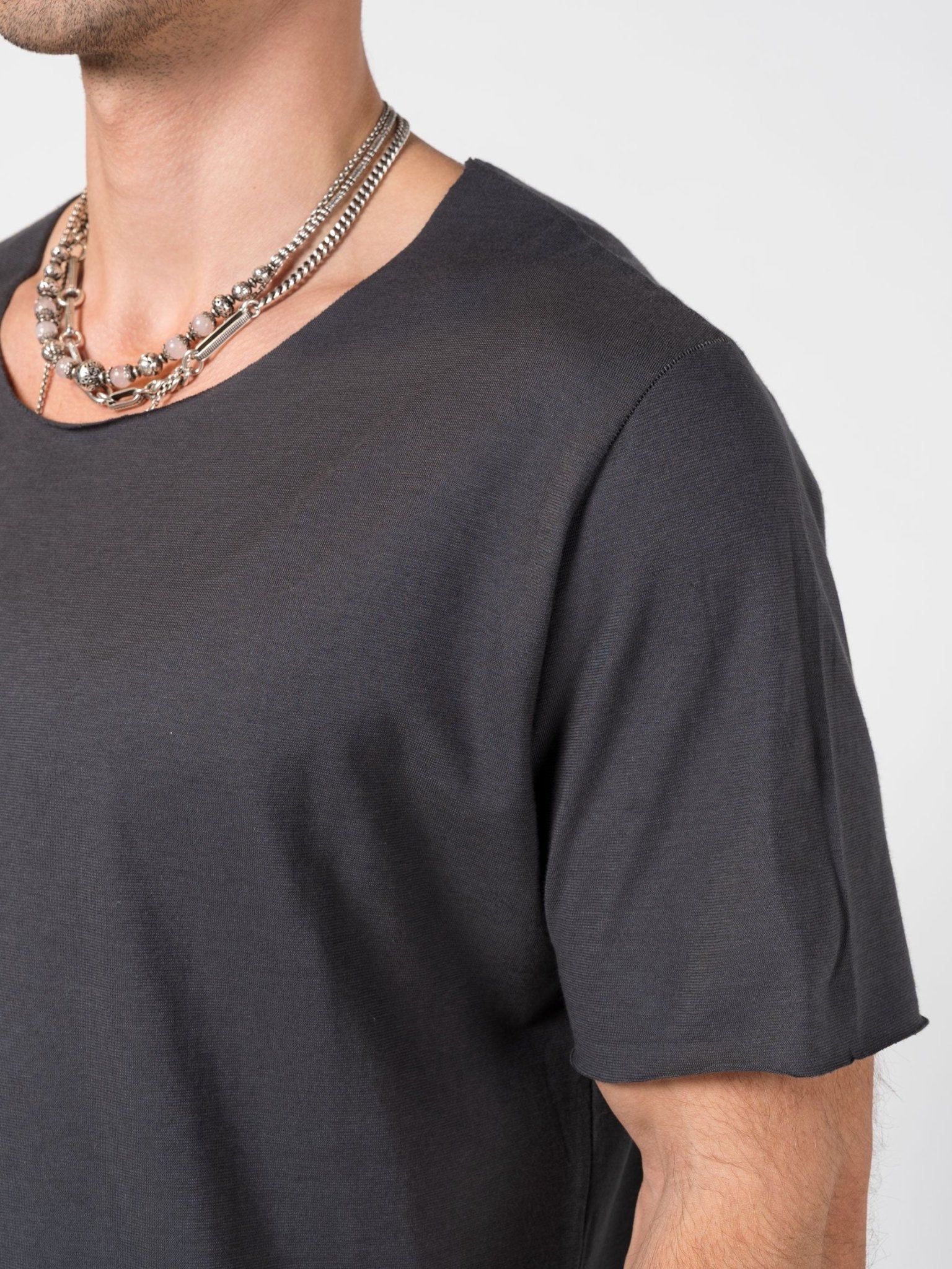 T-Shirt with Cut Neckline - by GIORGIO BRATO