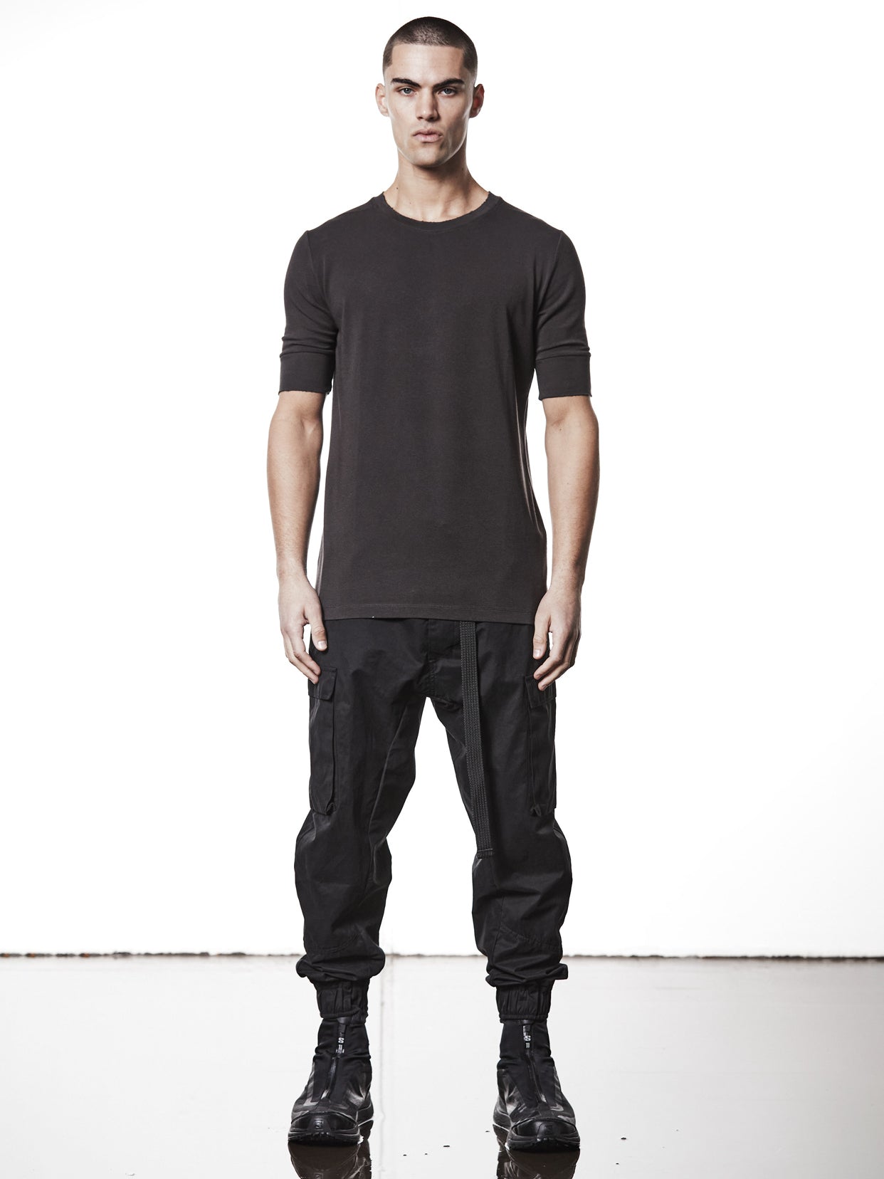 T-Shirt with Rib Cuffs - by THOM KROM