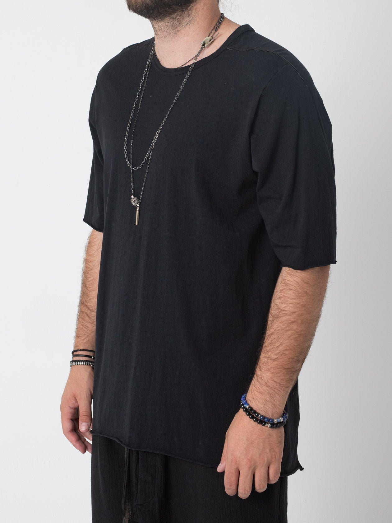 T-Shirt with Rubber Strip Detail - by ISAAC SELLAM